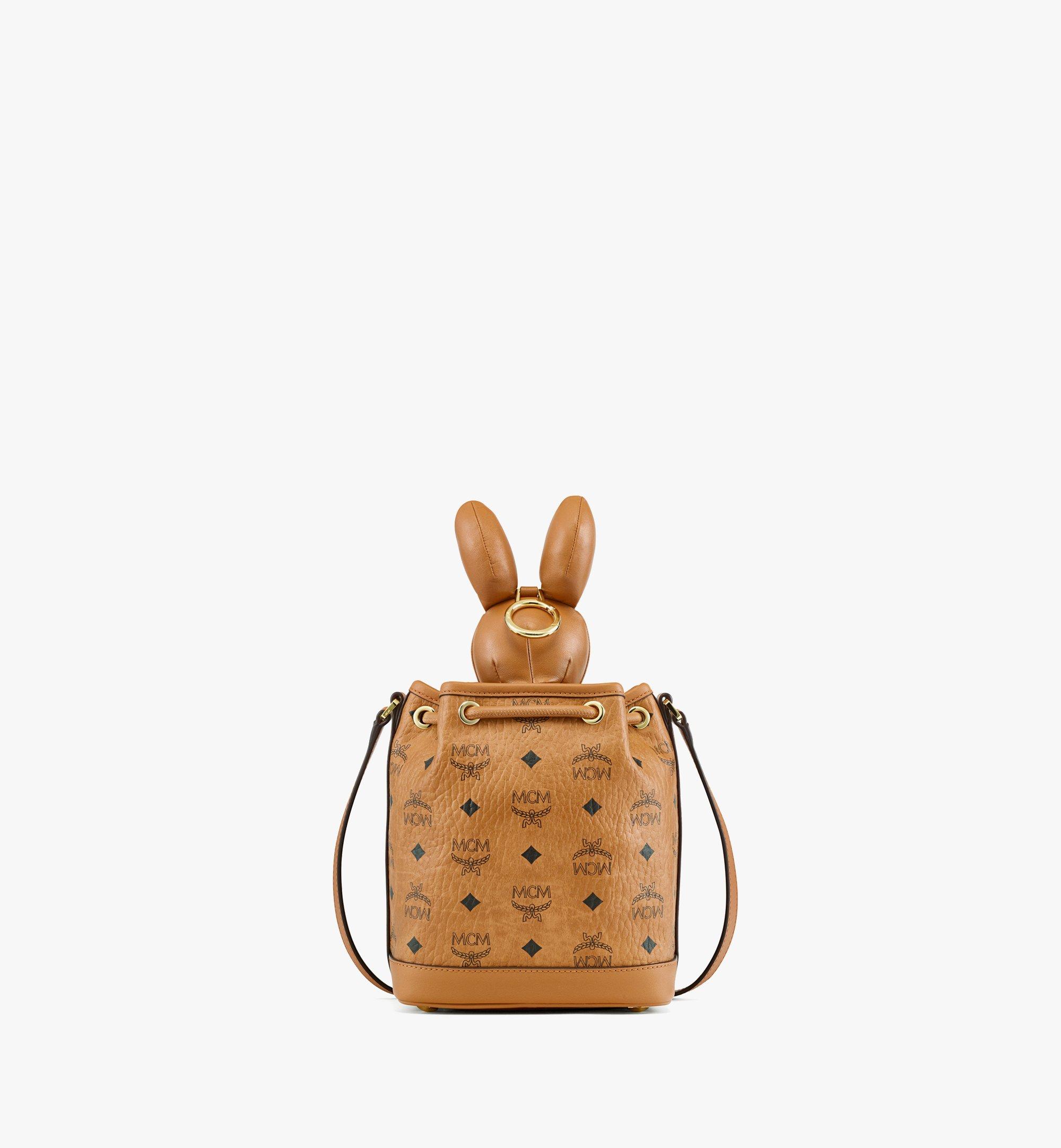 Mini MCM Park Rabbit Drawstring Bag in Visetos Cognac MCM CN