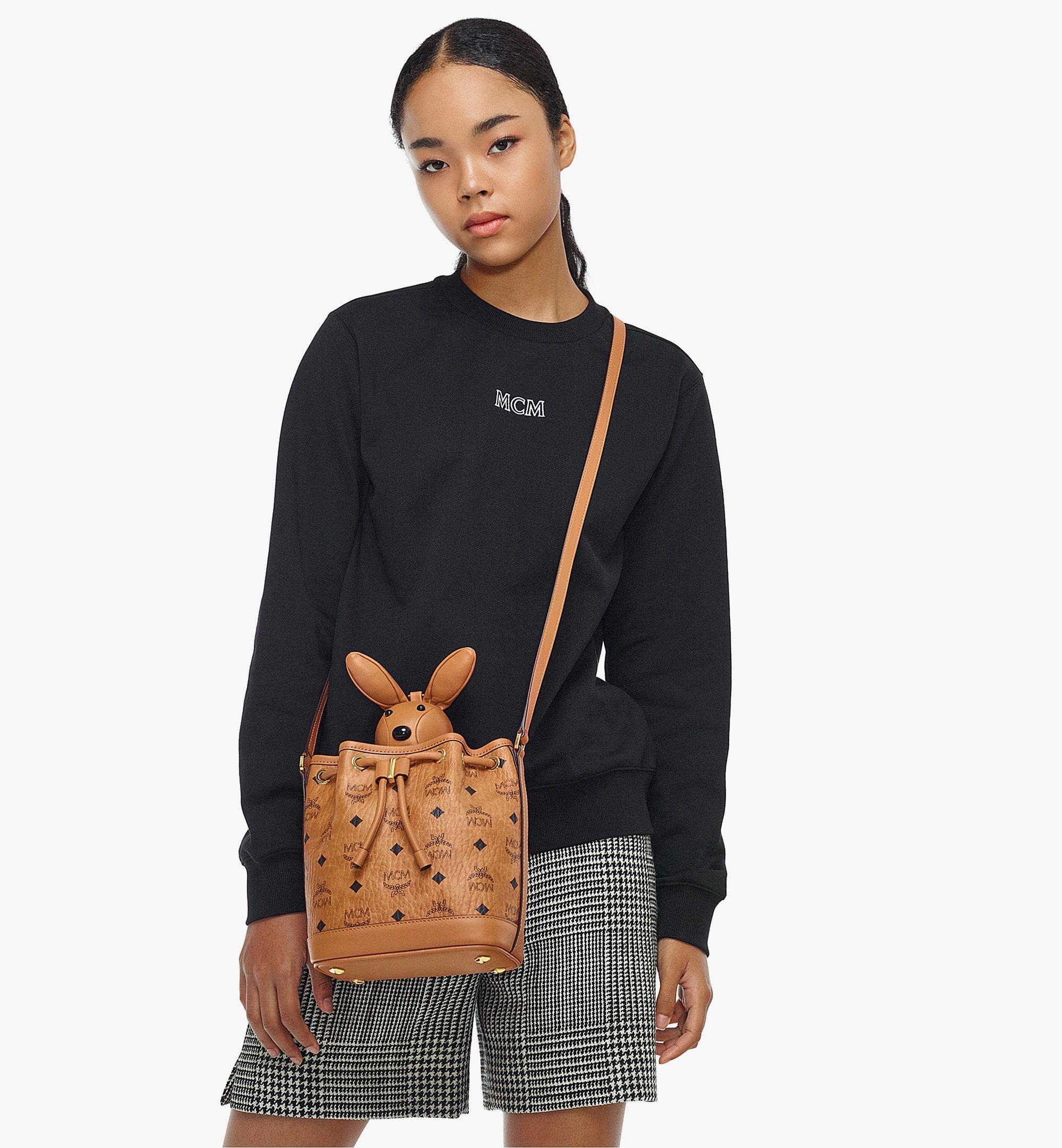 X-Mini MCM Park Rabbit Bucket Bag in Visetos Cognac