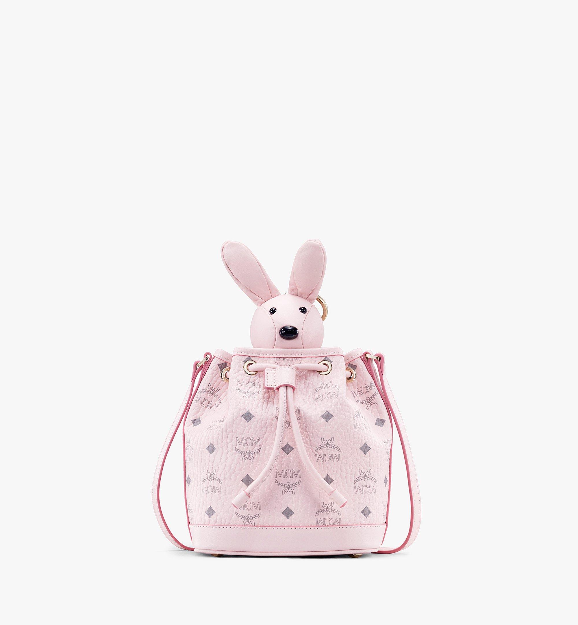 NEW MCM Zoo Rabbit Doll Backpack Pink Powder Visetos Canvas Park Crossbody  Bag