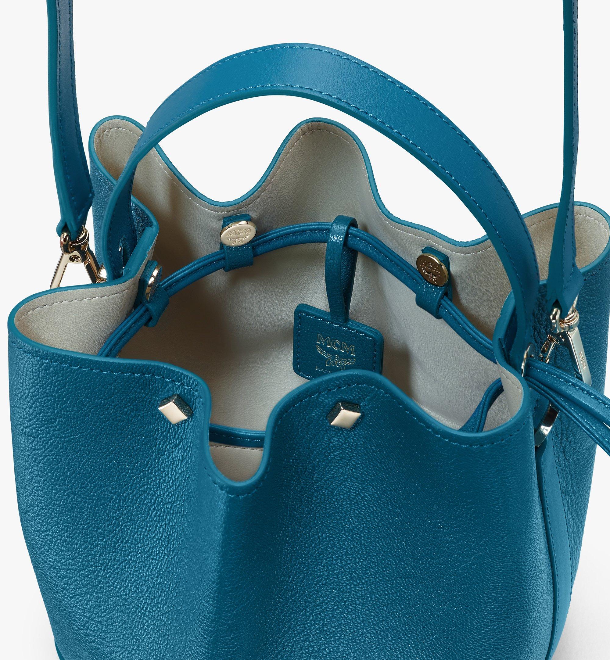 Mini Milano Drawstring Bag in Goatskin Leather Deep Lagoon MCM® US