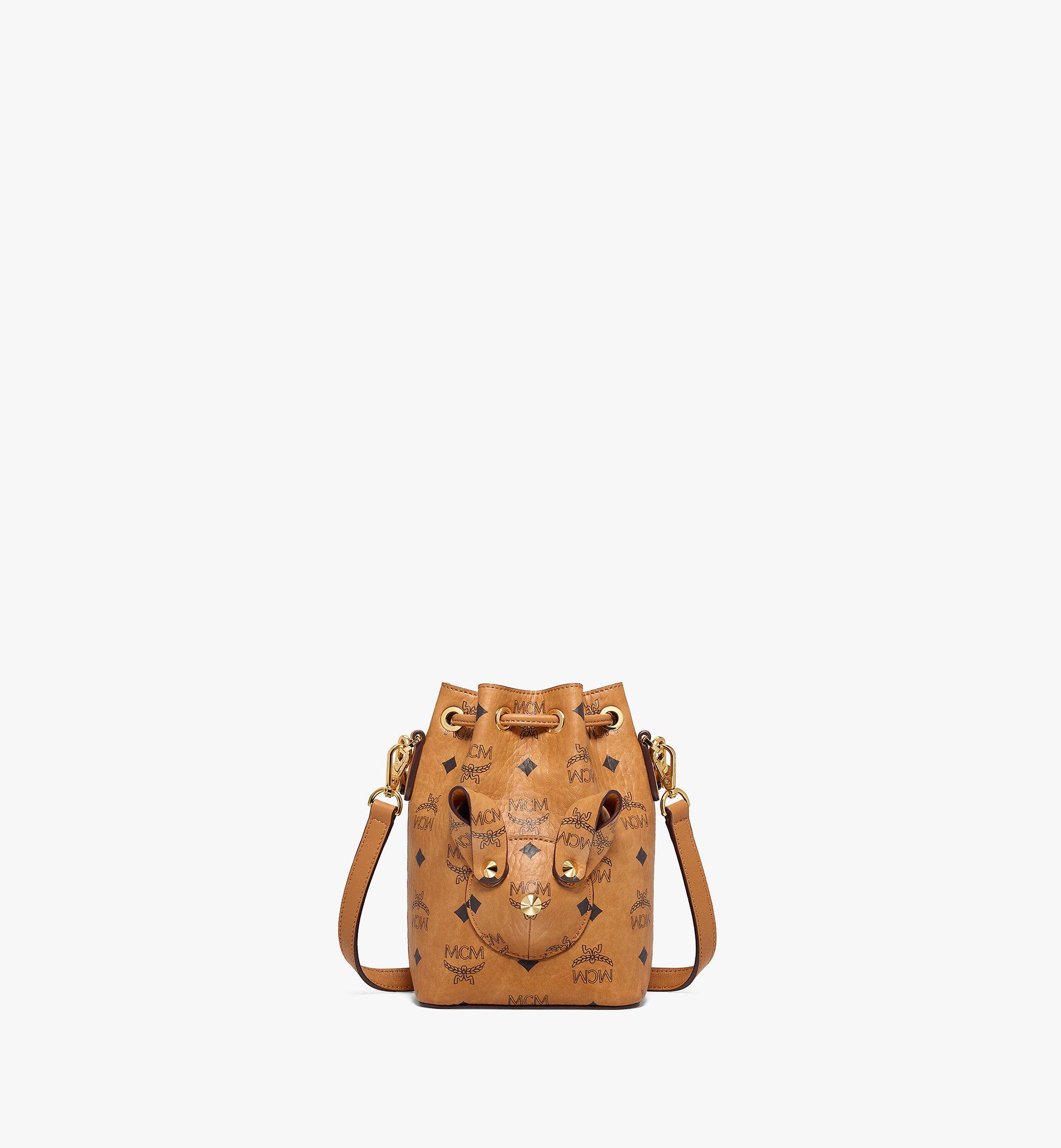 X-Mini MCM Park Rabbit Bucket Bag in Visetos Cognac