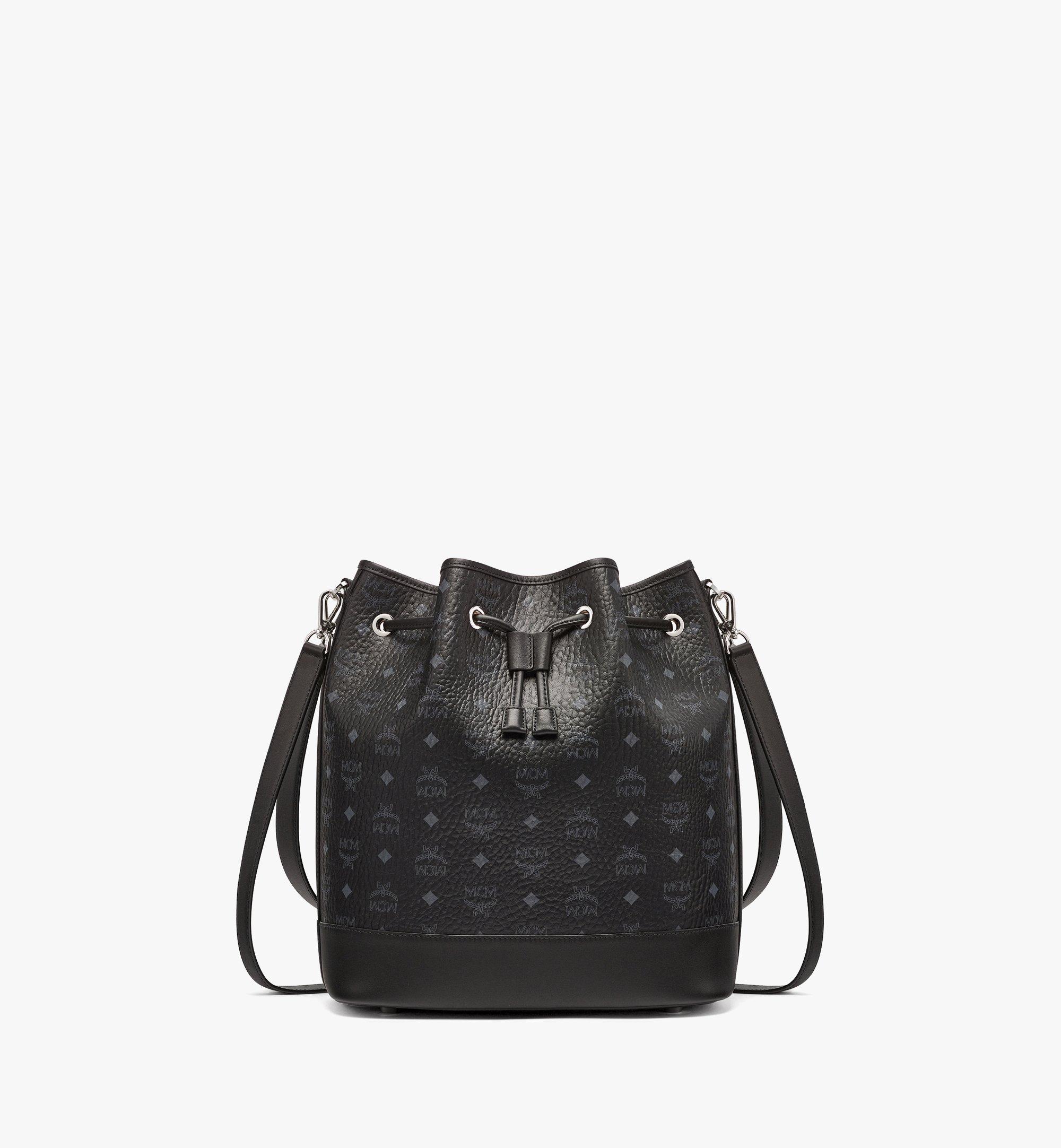 Mcm Dessau Drawstring Bag in Visetos Black Visetos