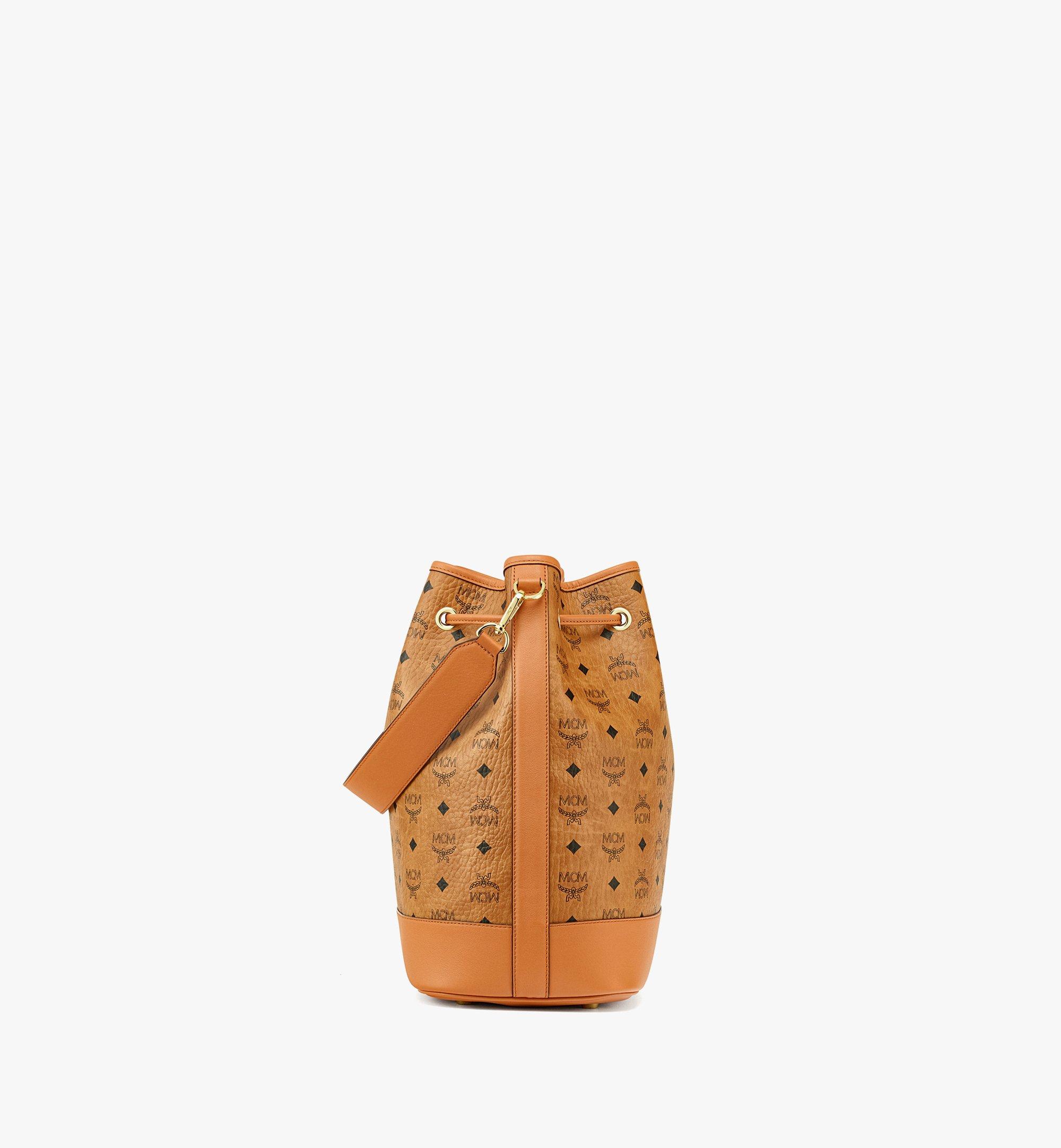 MCM Cognac Visetos Coated Canvas and Leather Heritage Drawstring