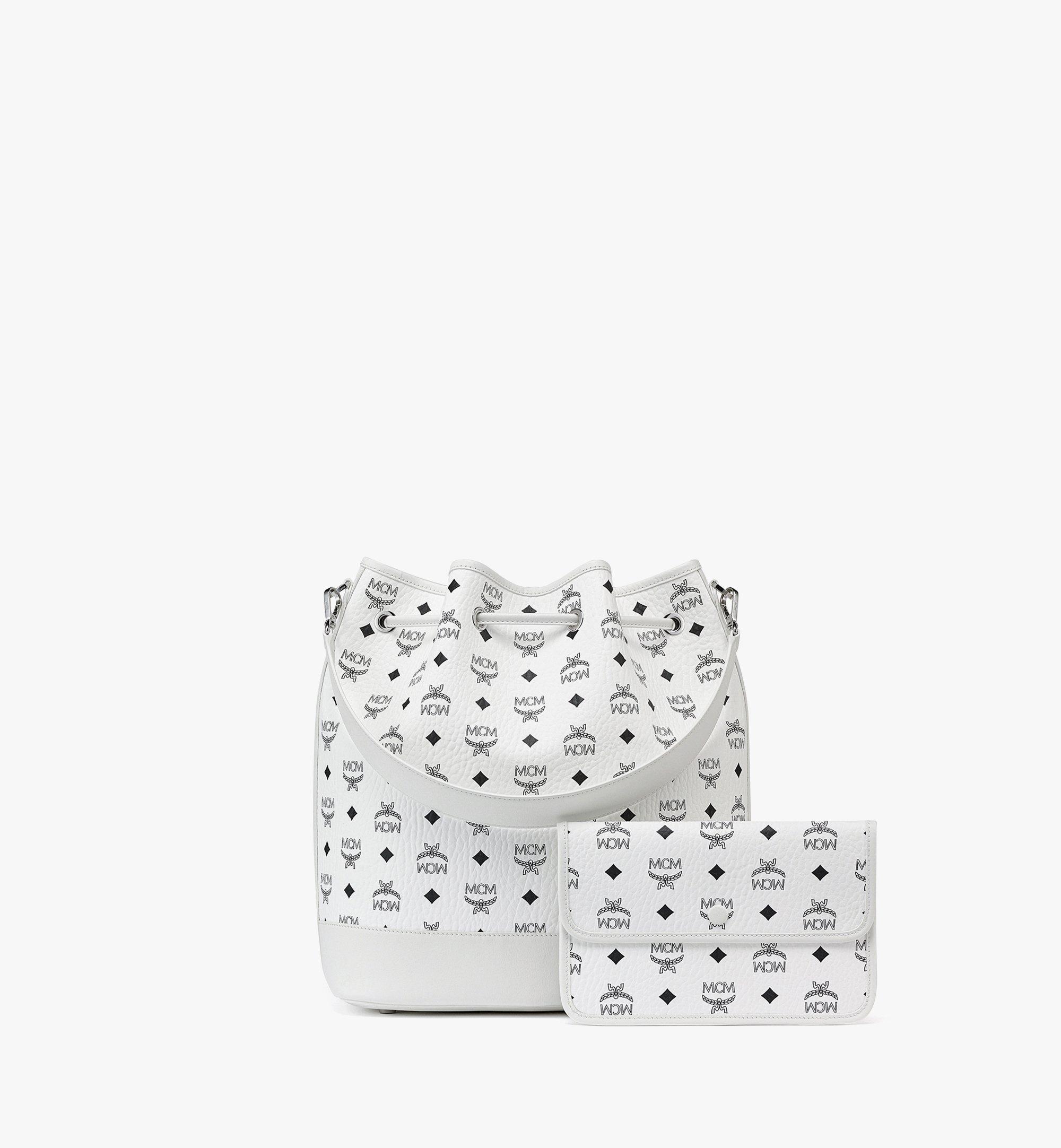 MCM Dessau Drawstring Bag in Visetos White MWDCSDU01WT001 Alternate View 3