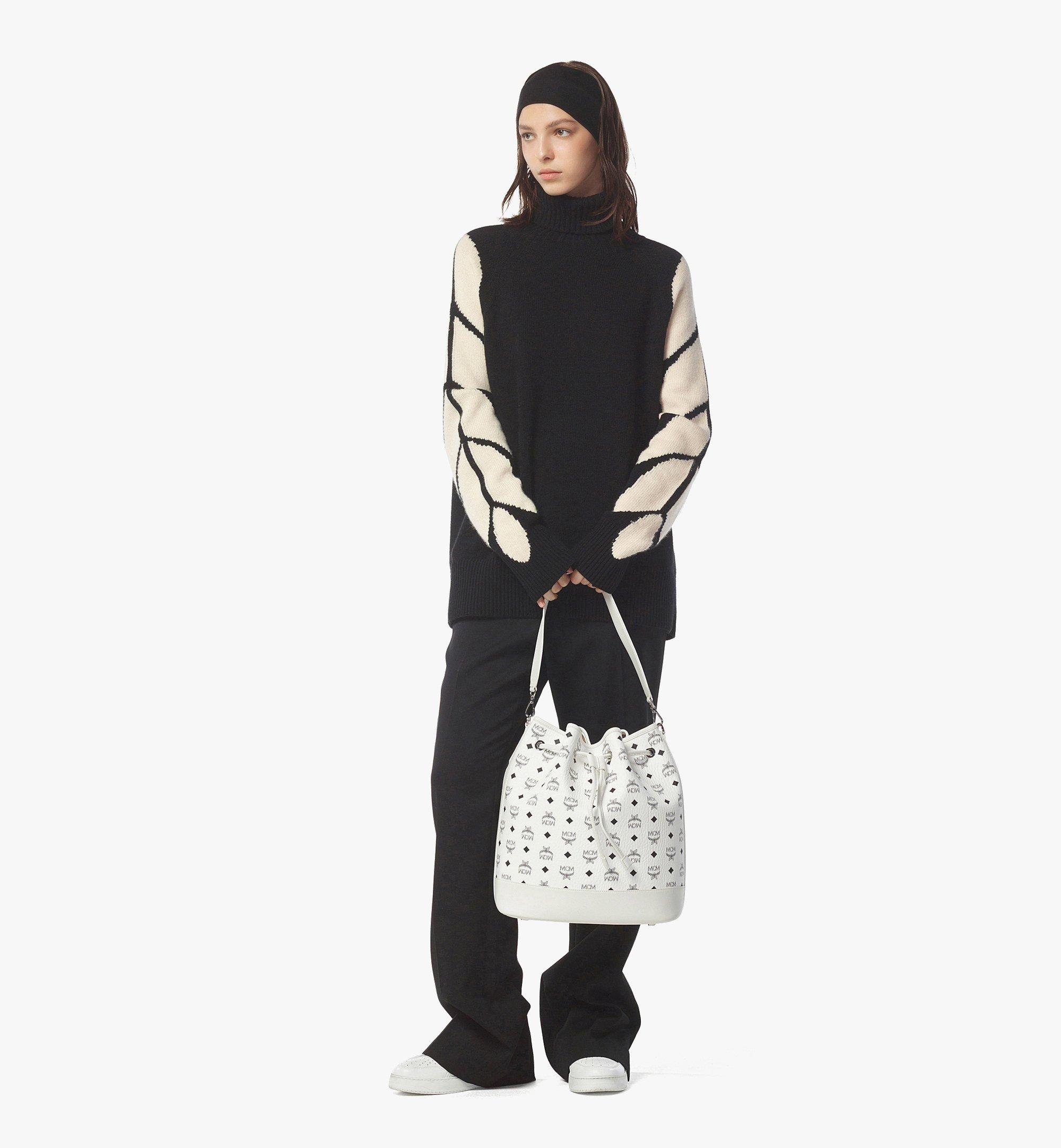 MCM Dessau Drawstring Bag in Visetos White MWDCSDU01WT001 Alternate View 2