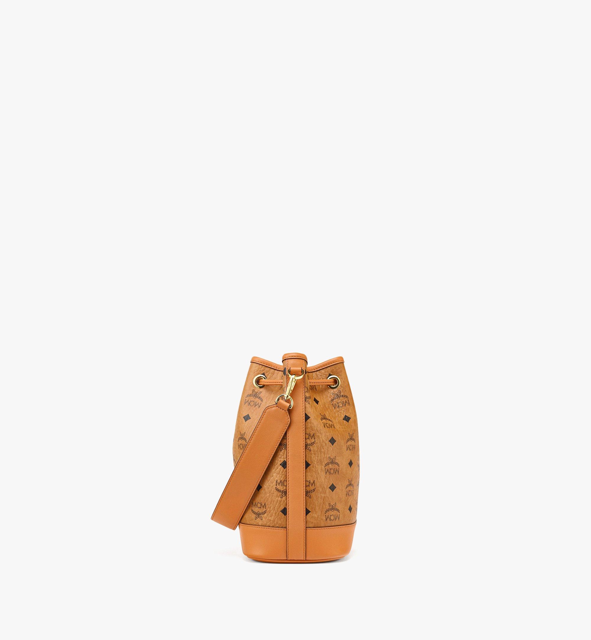 MCM Cognac Visetos Coated Canvas and Leather Heritage Drawstring