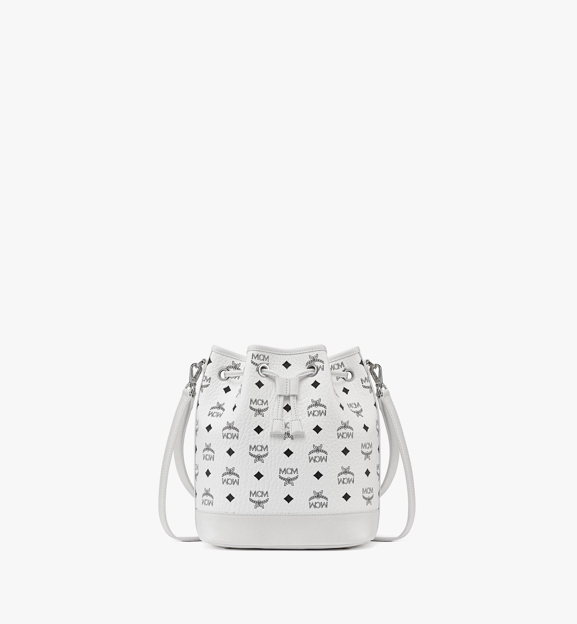 Medium Dessau Drawstring Bag in Visetos White