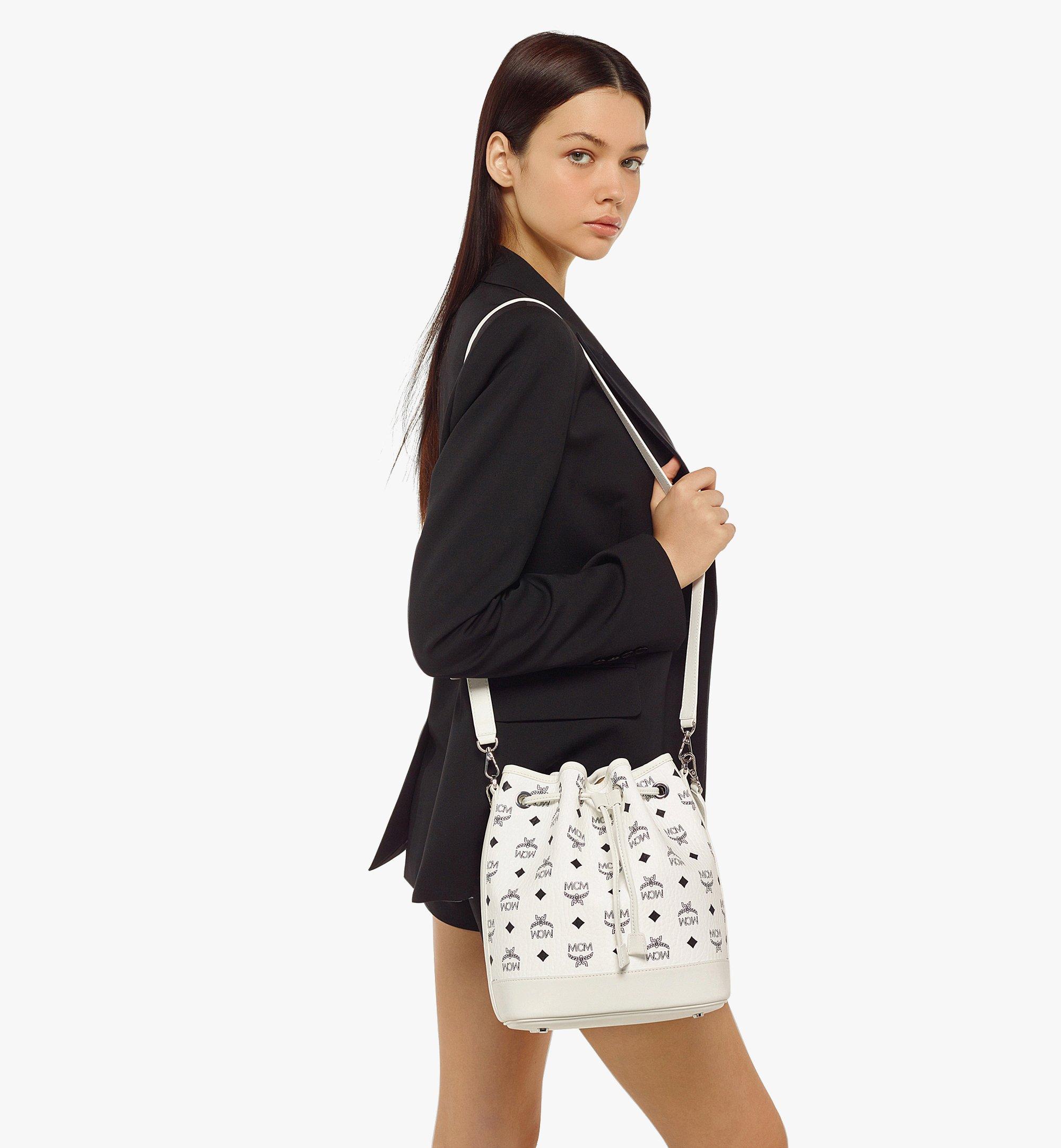 Medium Dessau Drawstring Bag in Visetos White MCM UK