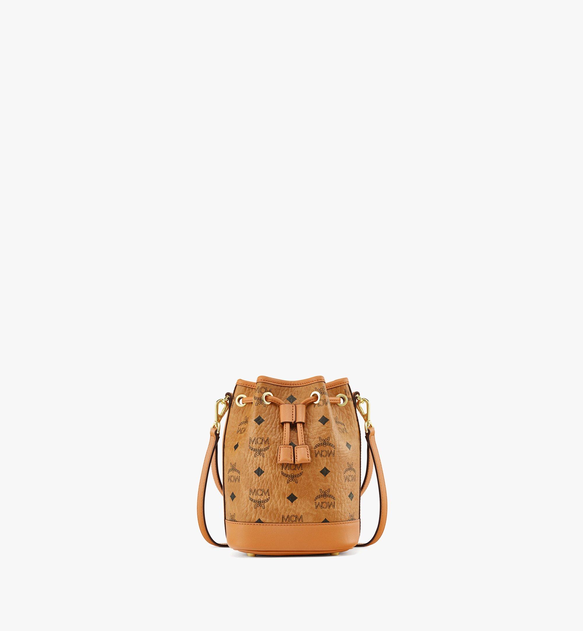 MCM Cognac Visetos Coated Canvas and Leather Heritage Drawstring