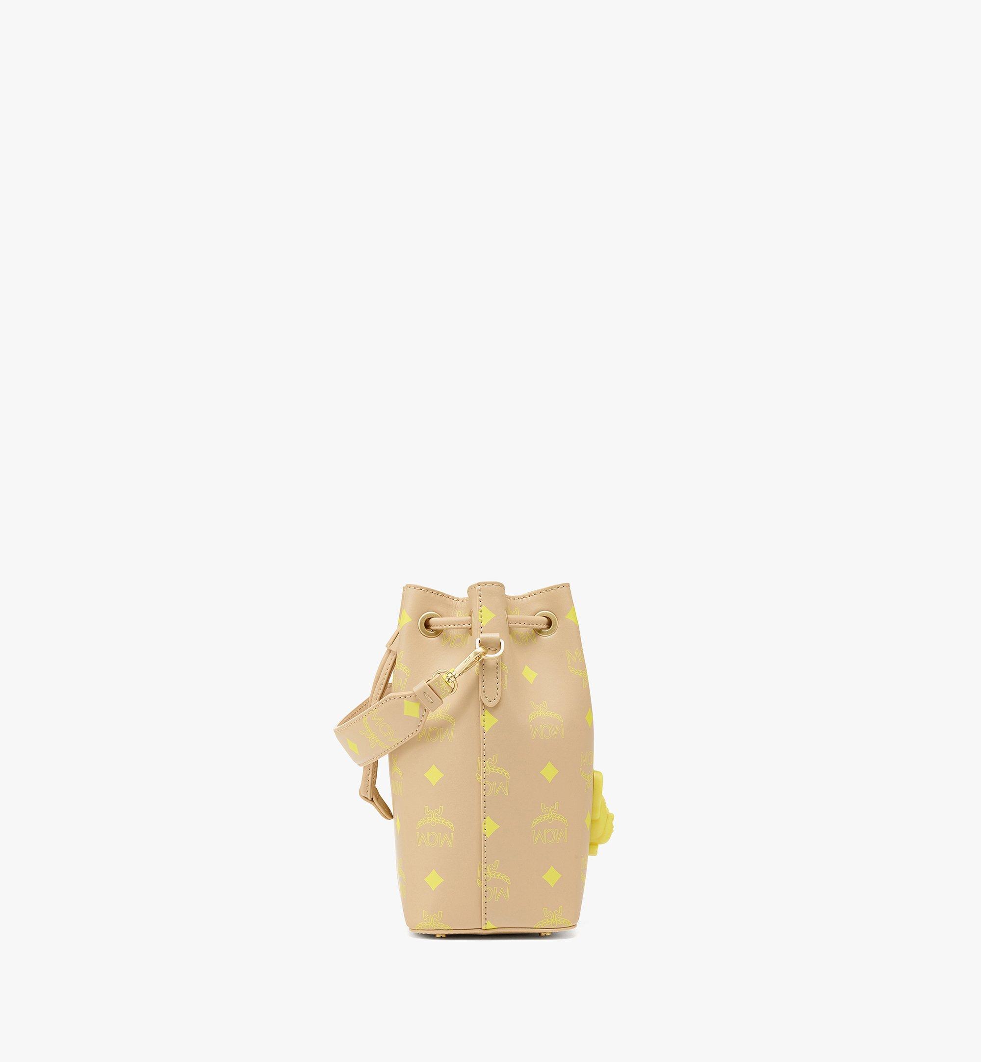 MCM M Pup Drawstring Bag in Color Splash Logo Leather Beige MWDCSSX01I6001 Alternate View 1