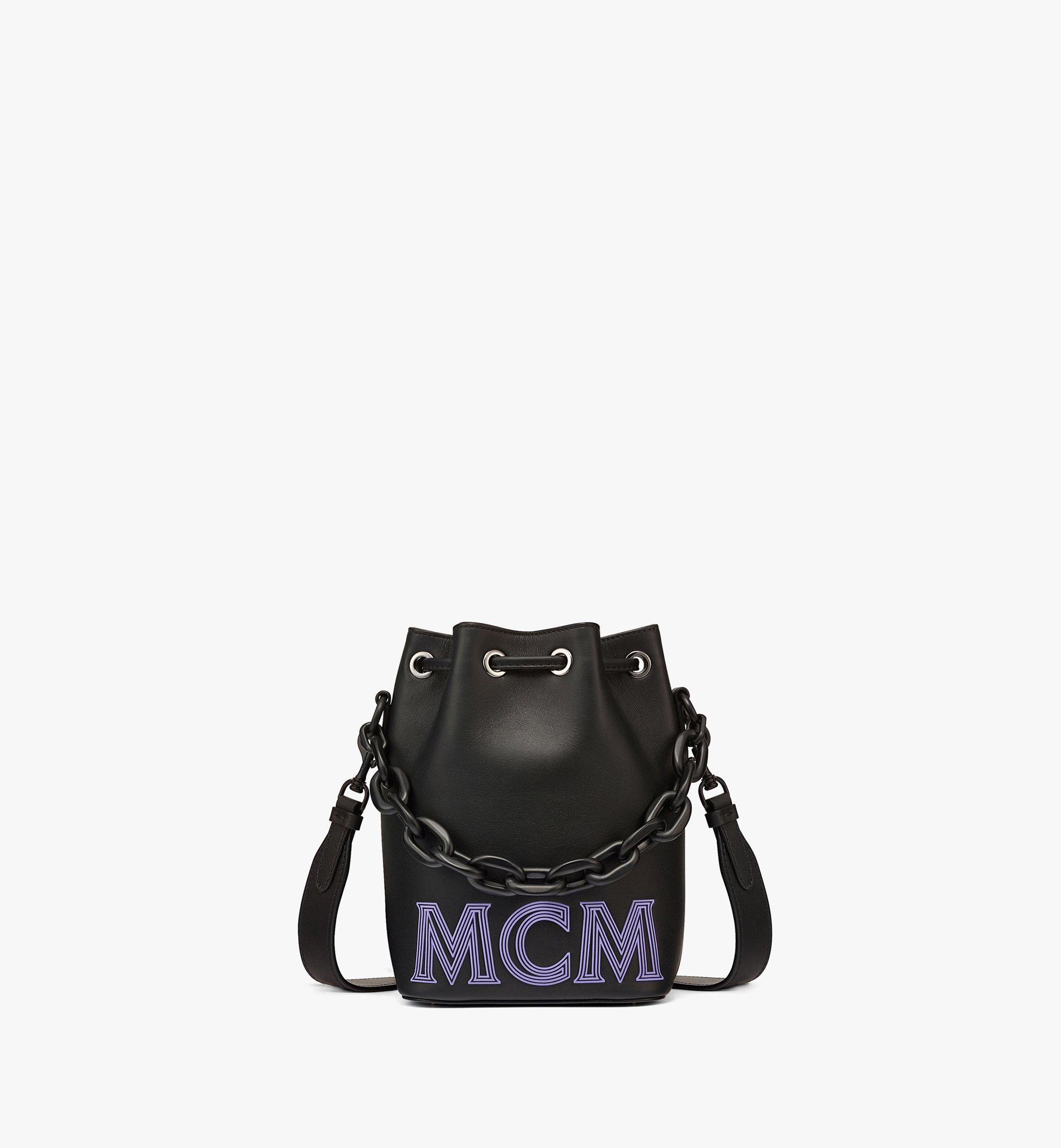 MCM Aren Drawstring Bag in Chain Leather Black MWDCSSX02BK001 Alternate View 1