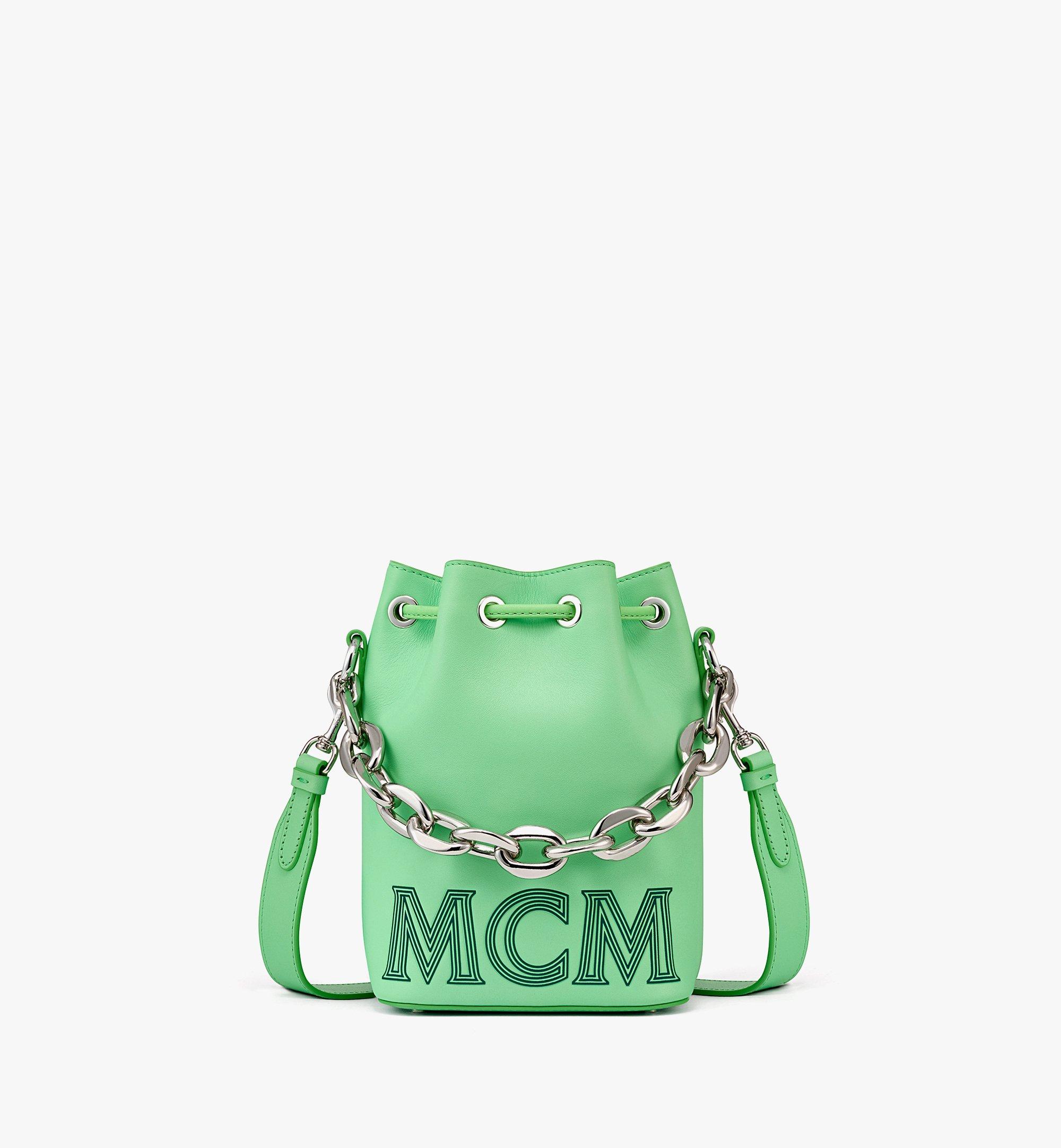 MCM Aren Drawstring Bag in Chain Leather Green MWDCSSX02JW001 Alternate View 1