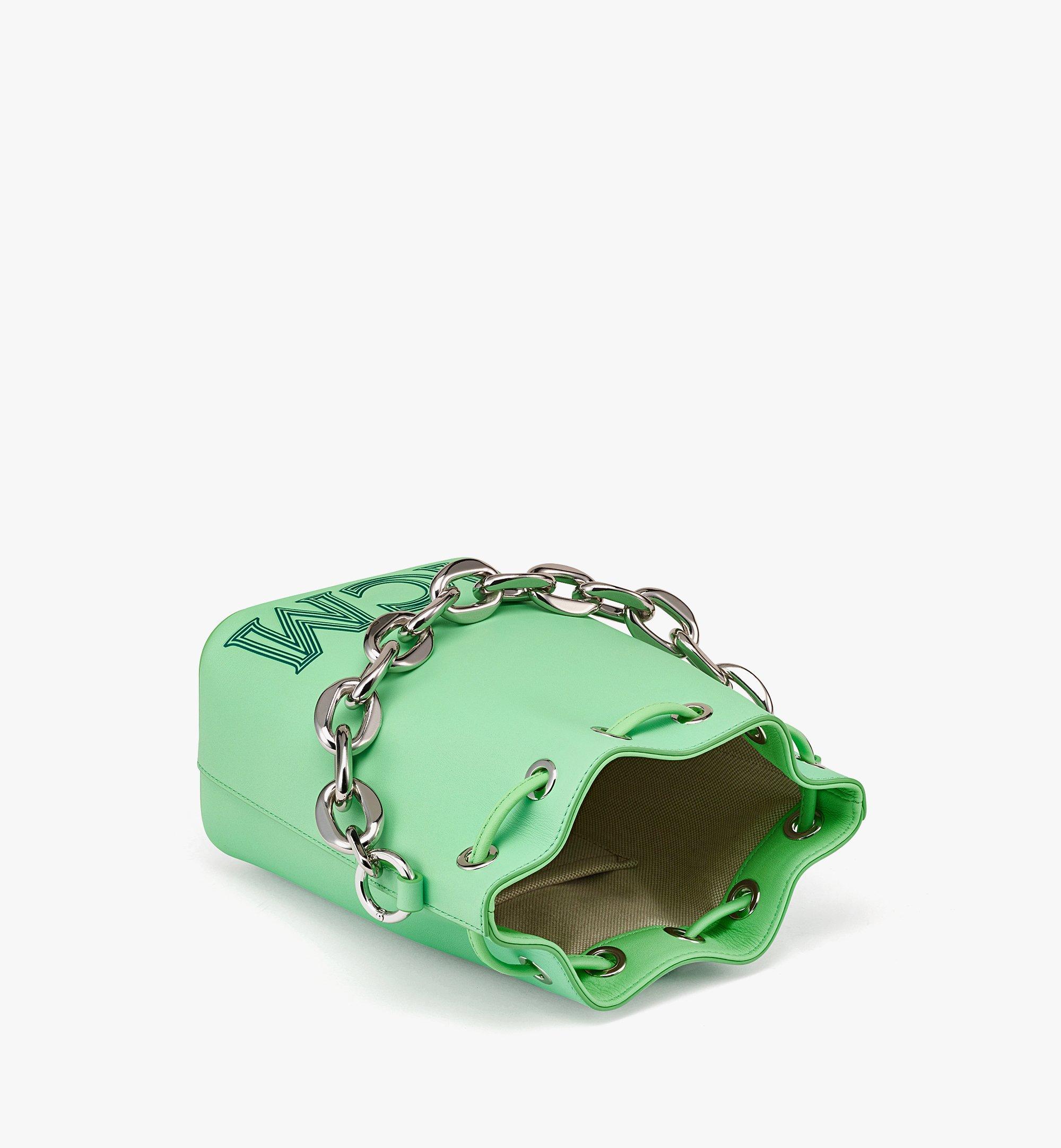 MCM Aren Drawstring Bag in Chain Leather Green MWDCSSX02JW001 Alternate View 2