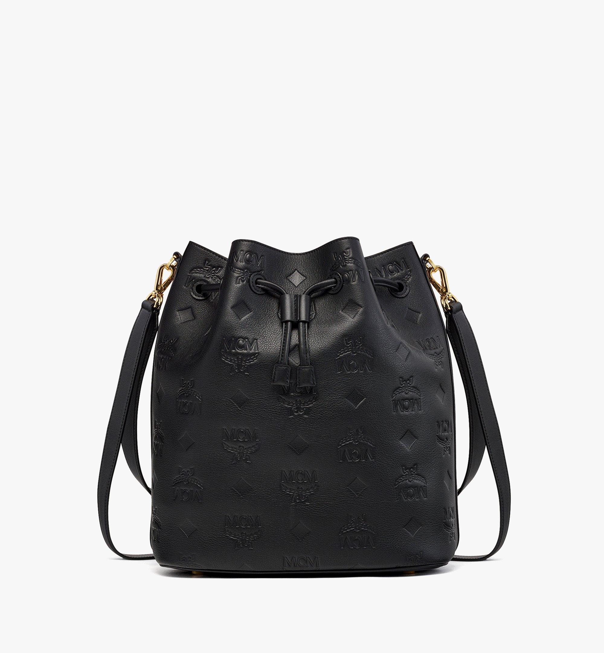 Large tote in monogram-embossed leather