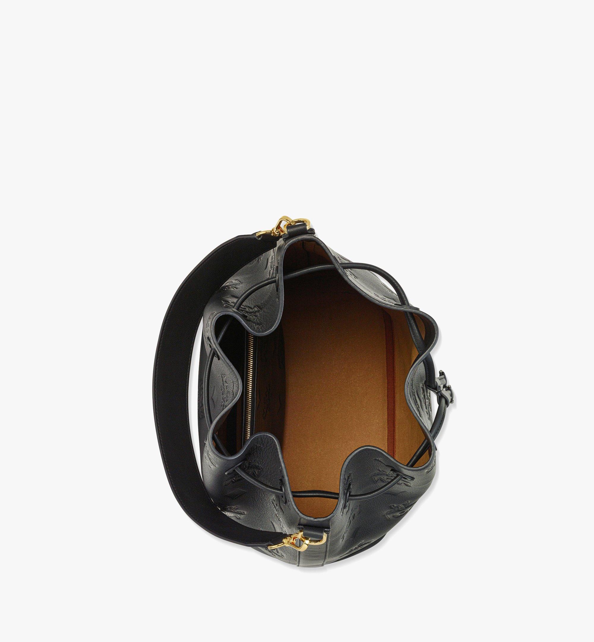 MCM Dessau Drawstring in Embossed Monogram Leather Black MWDDSDU01BK001 Alternate View 2