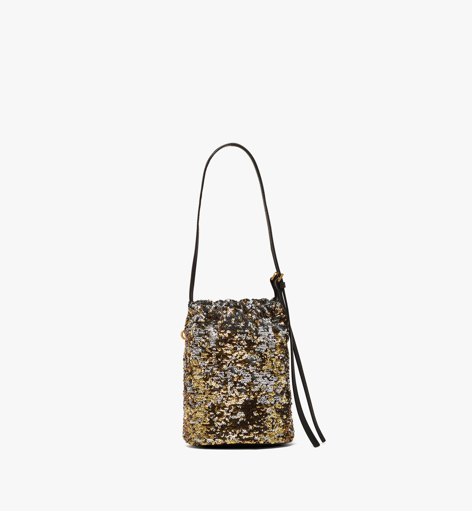 Mini Himmel Sequin Drawstring Bag Gold MCM US