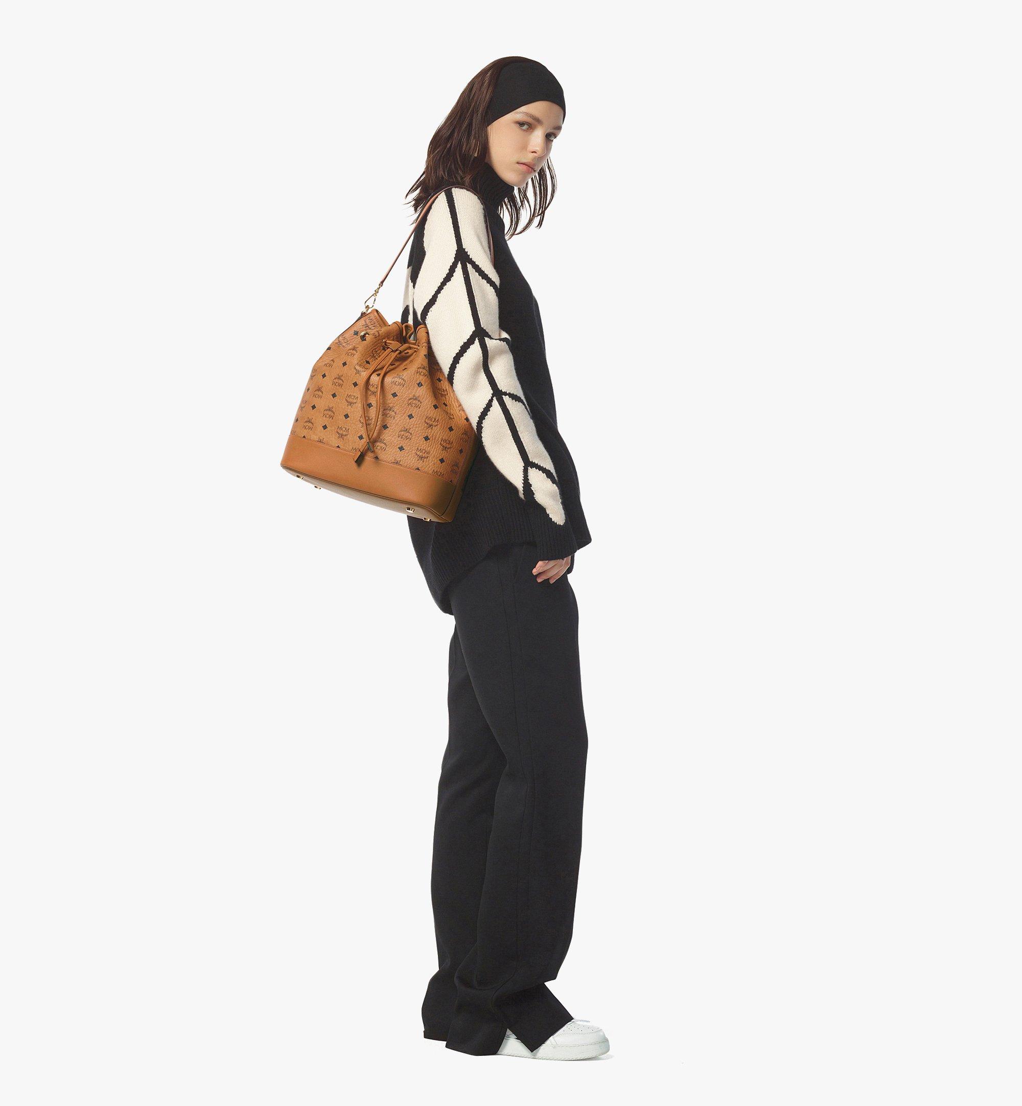 Large Dessau Drawstring Bag in Visetos Cognac MCM US