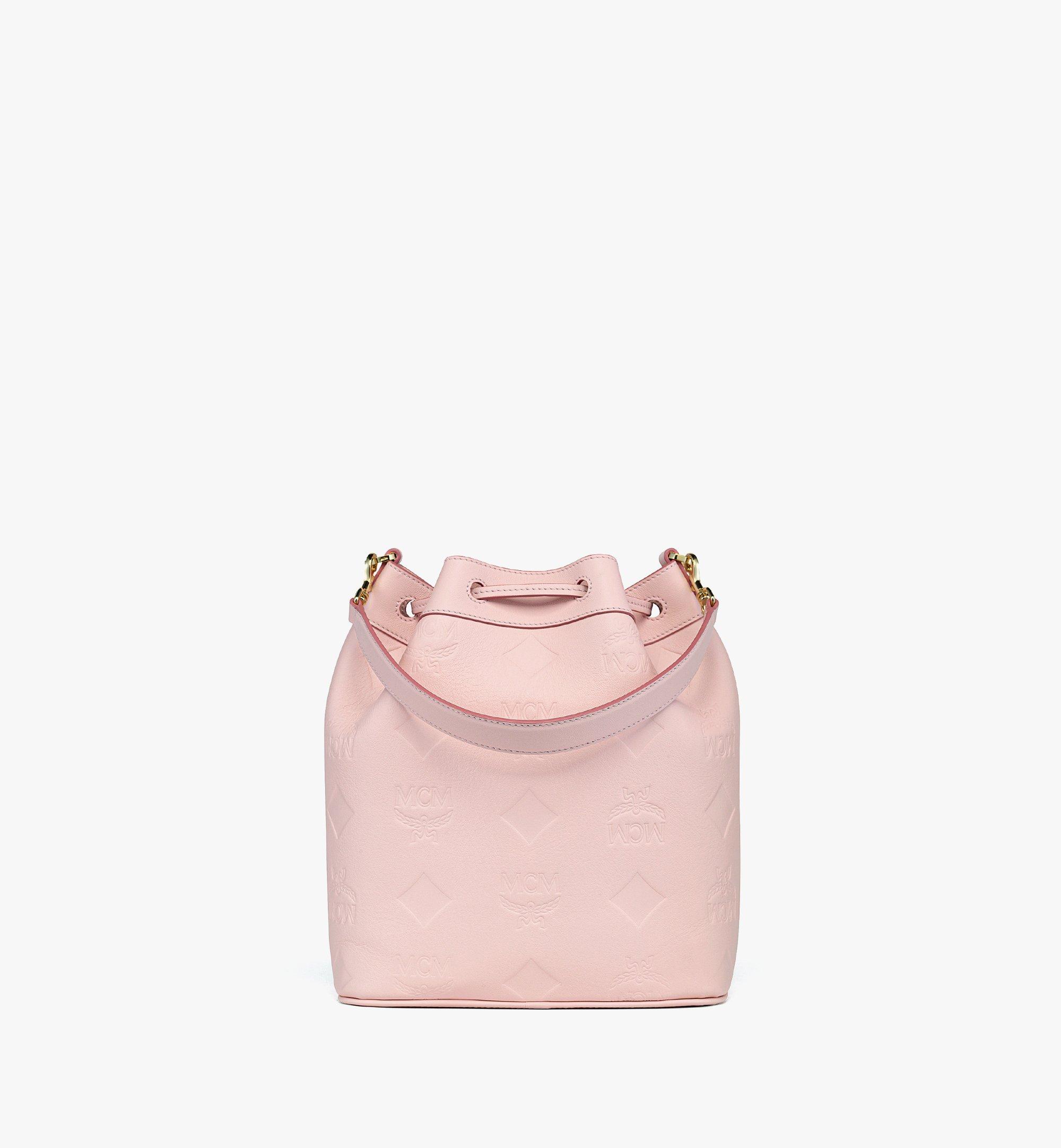 MCM Dessau Drawstring Bag in Maxi Monogram Leather Pink MWDGSDU01QA001 Alternate View 3