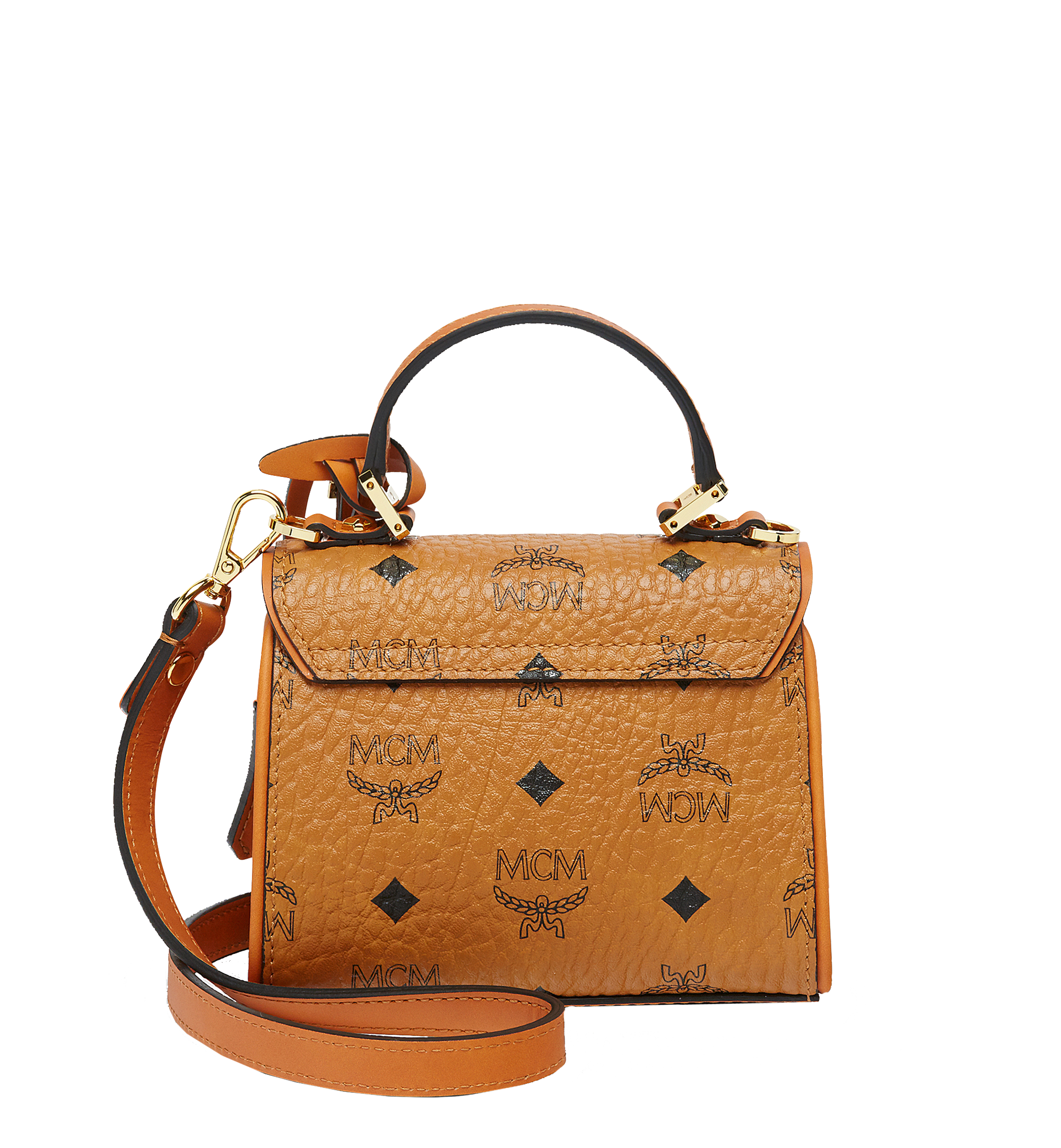 X Mini Heritage Satchel In Visetos Cognac Mcm Tw