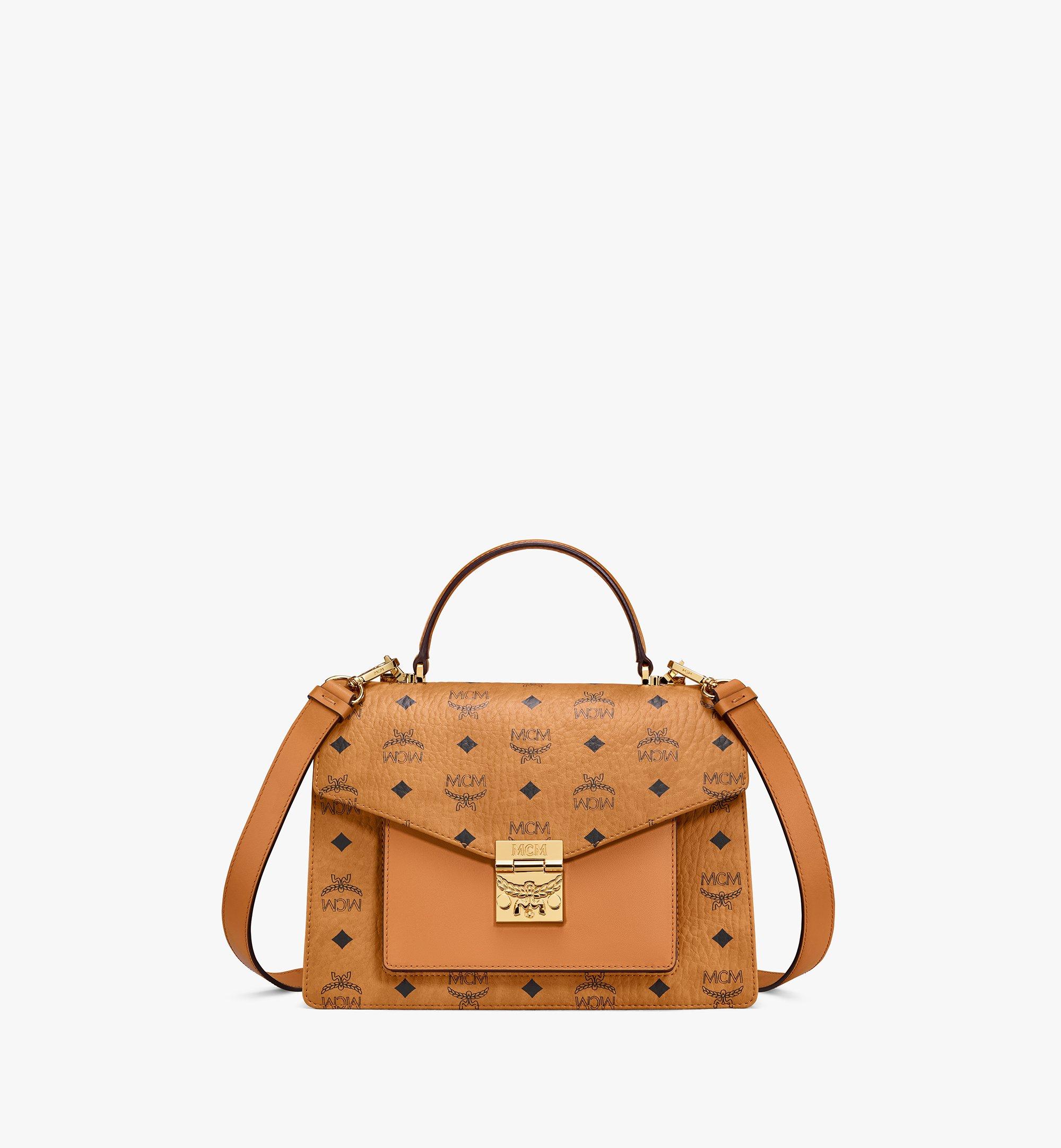 MCM Visetos Medium Patricia Satchel Cognac 841439