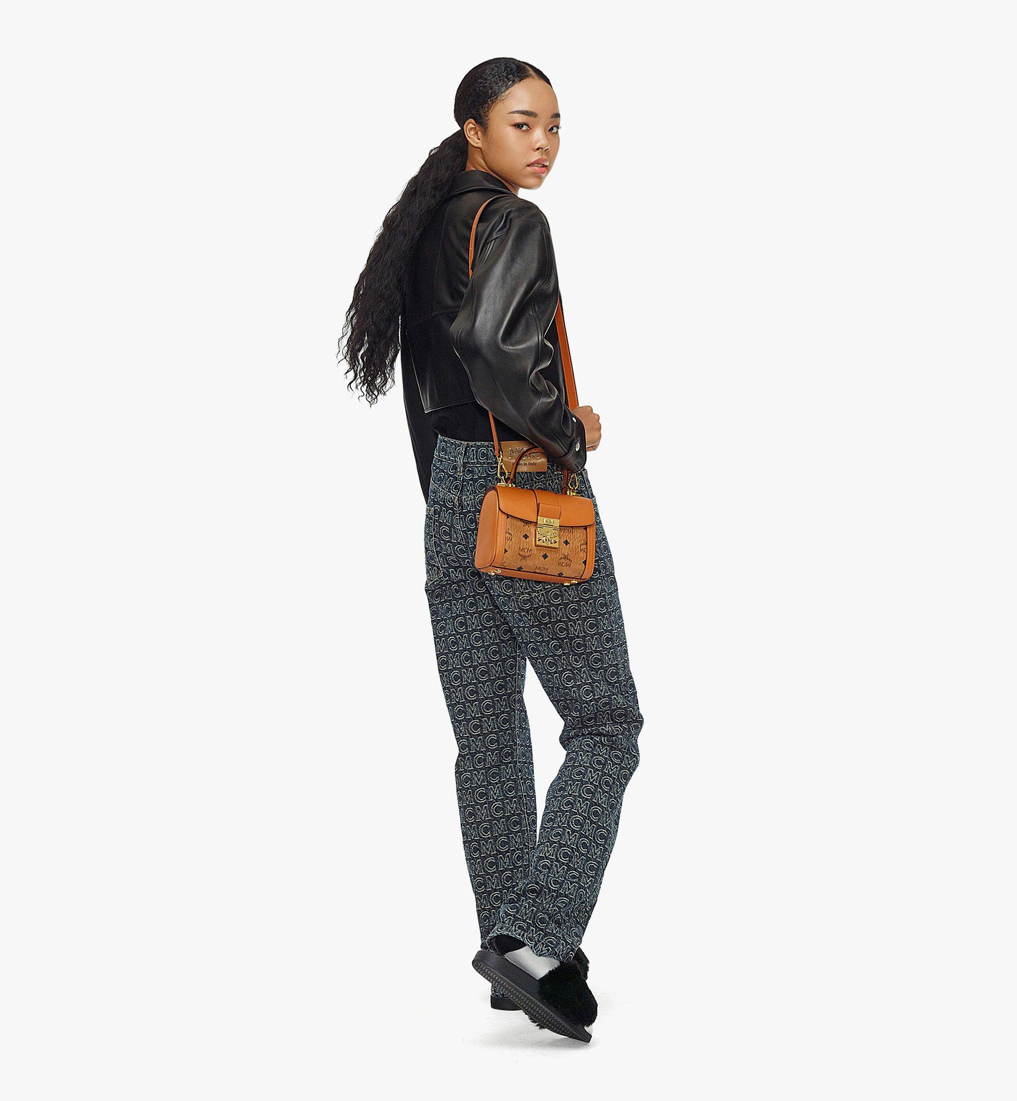 MCM Tracy Shoulder Bag Mini Visetos Cognac