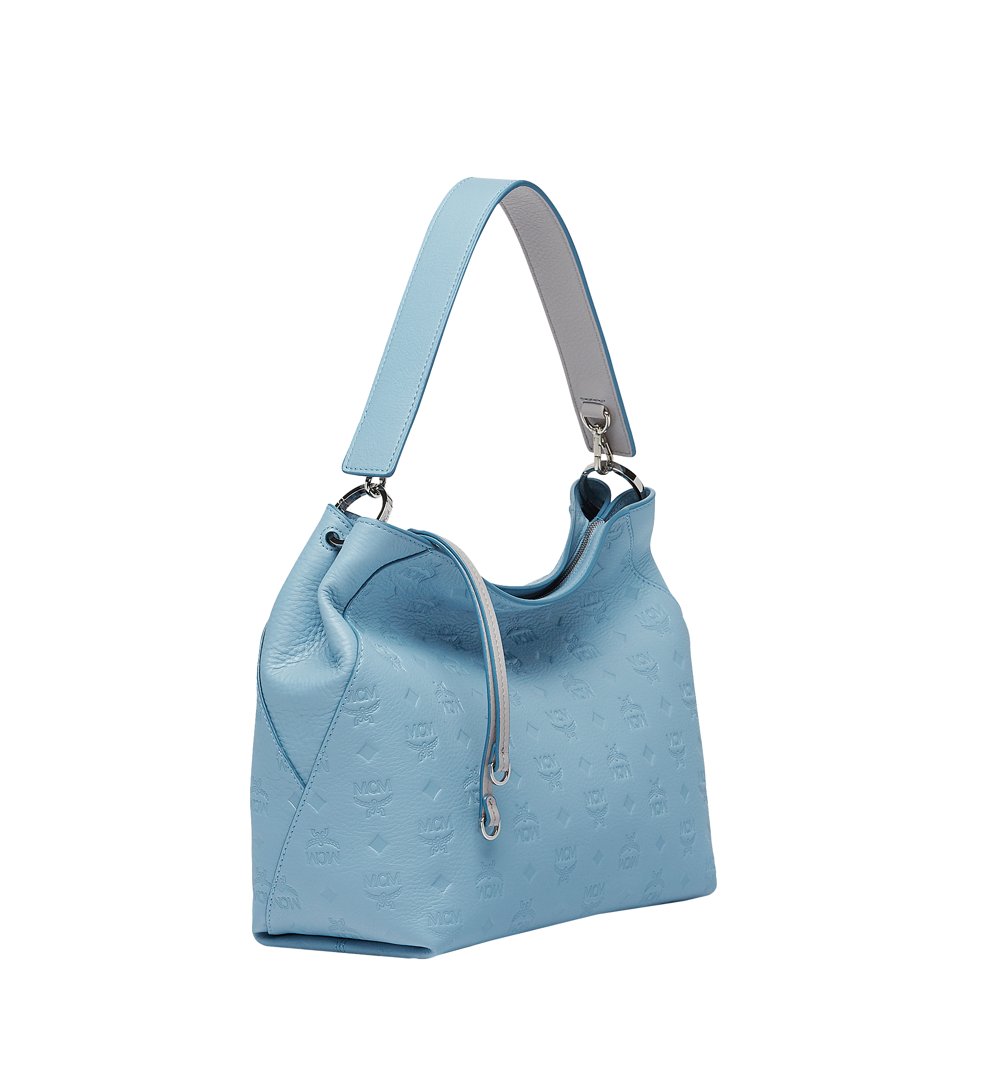 MCM Klara Hobo in Monogram Leather Blue MWH8SKM56LS001 Alternate View 1