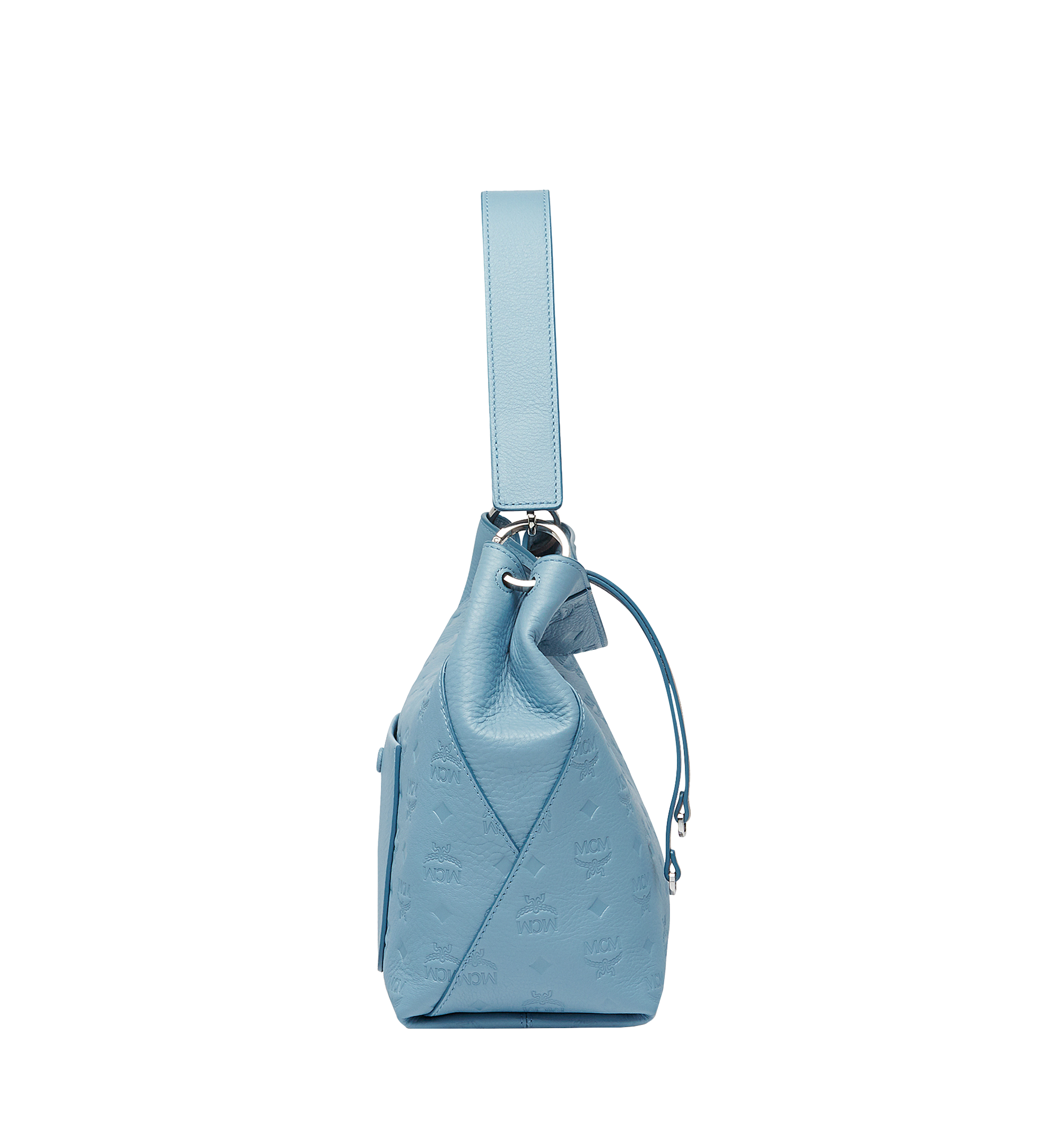 MCM Klara Hobo in Monogram Leather Blue MWH8SKM56LS001 Alternate View 2