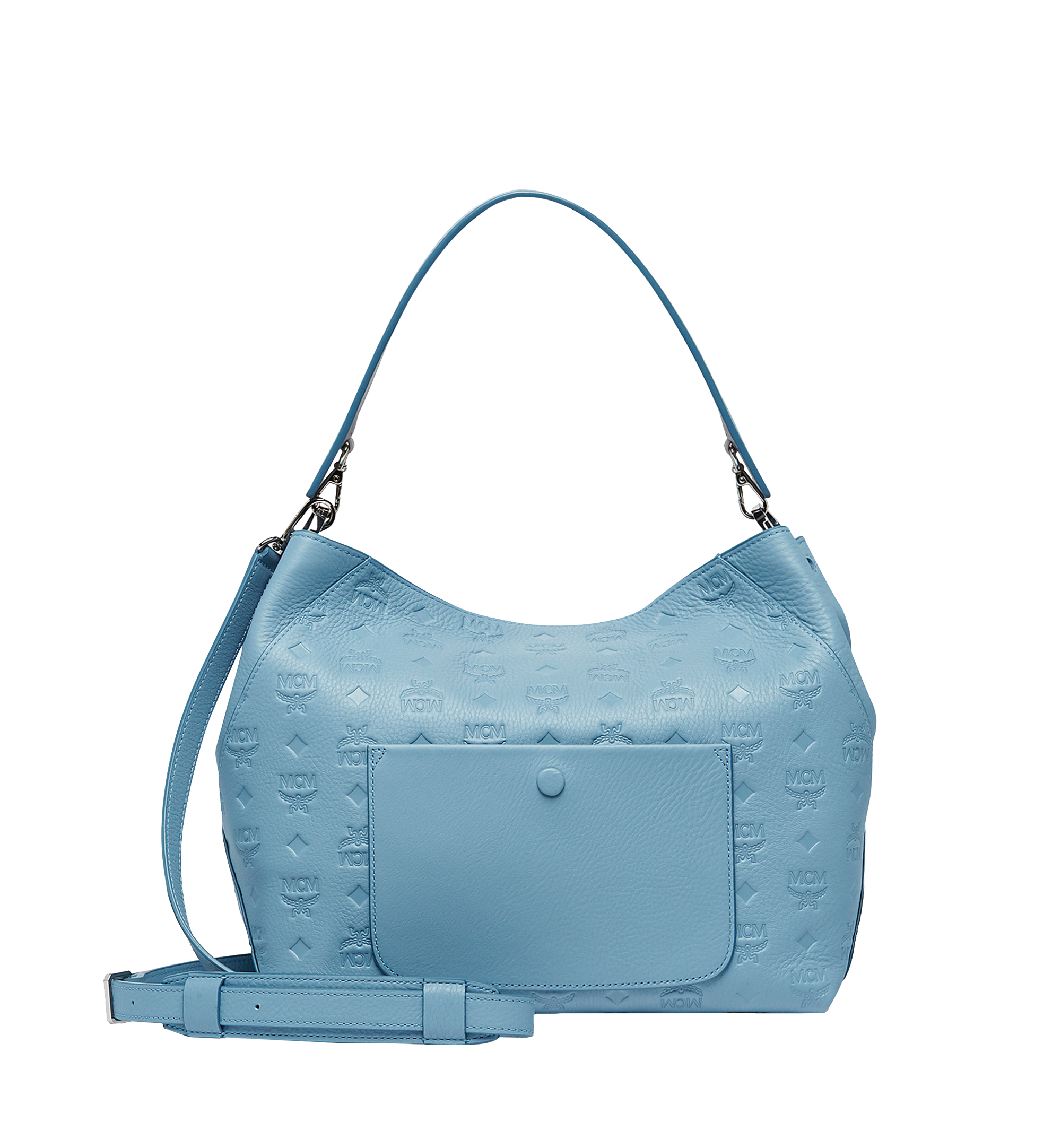 MCM Klara Hobo in Monogram Leather Blue MWH8SKM56LS001 Alternate View 3