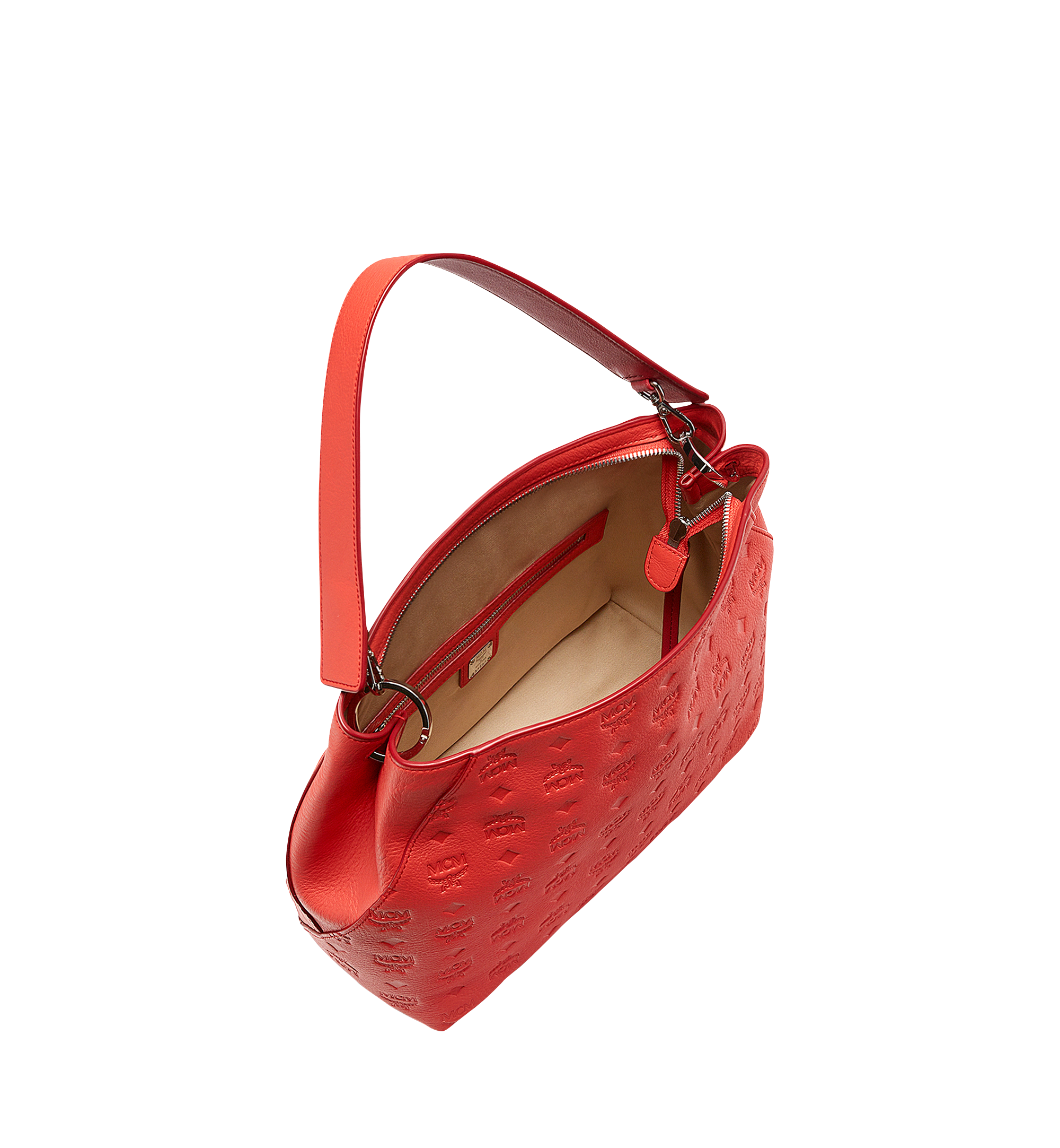 MCM Klara Hobo in Monogram Leather Orange MWH8SKM56OG001 Alternate View 4