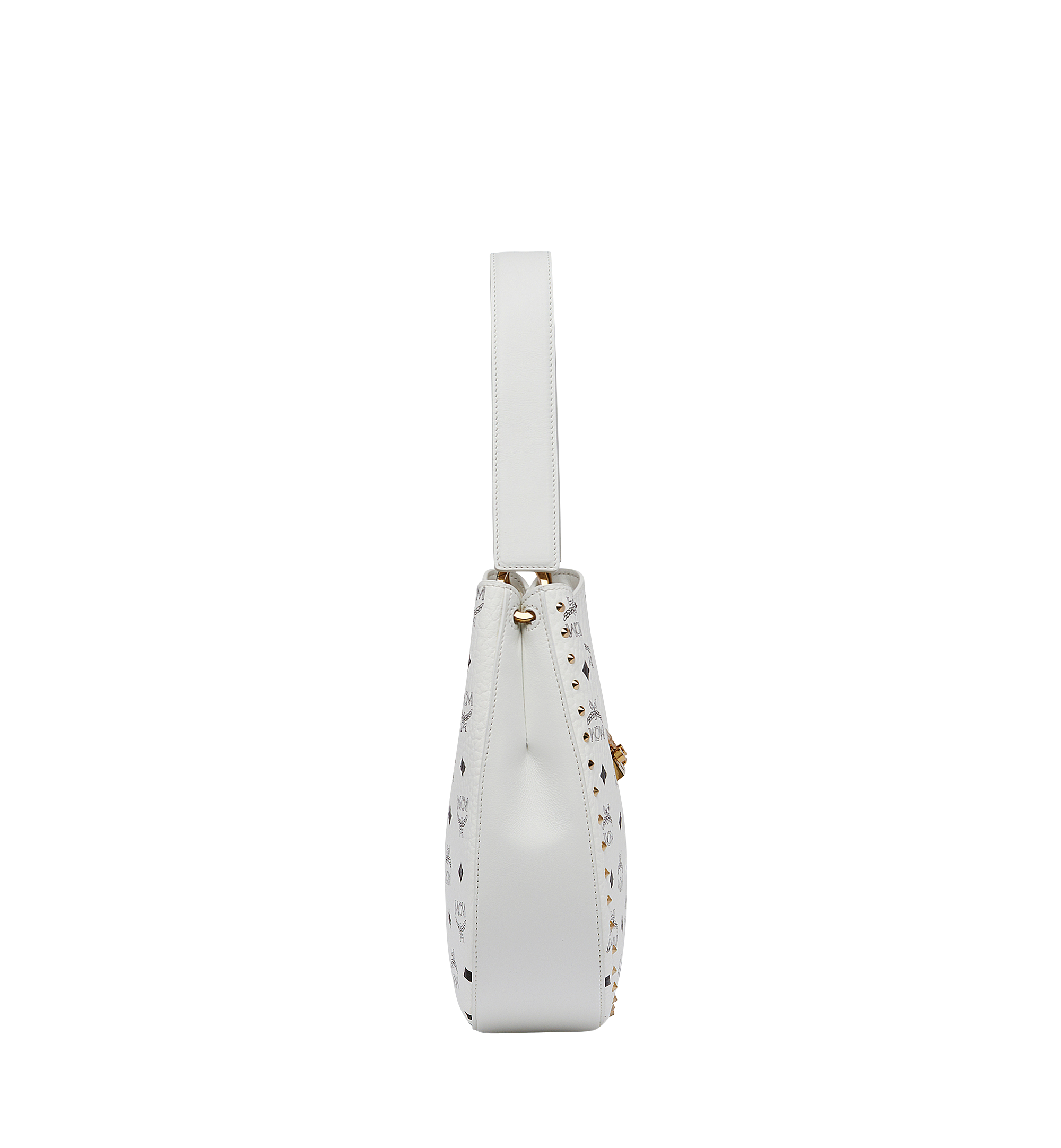 MCM Tracy Studded Outline Hobo in Visetos White MWH8SPA44WT001 Alternate View 2
