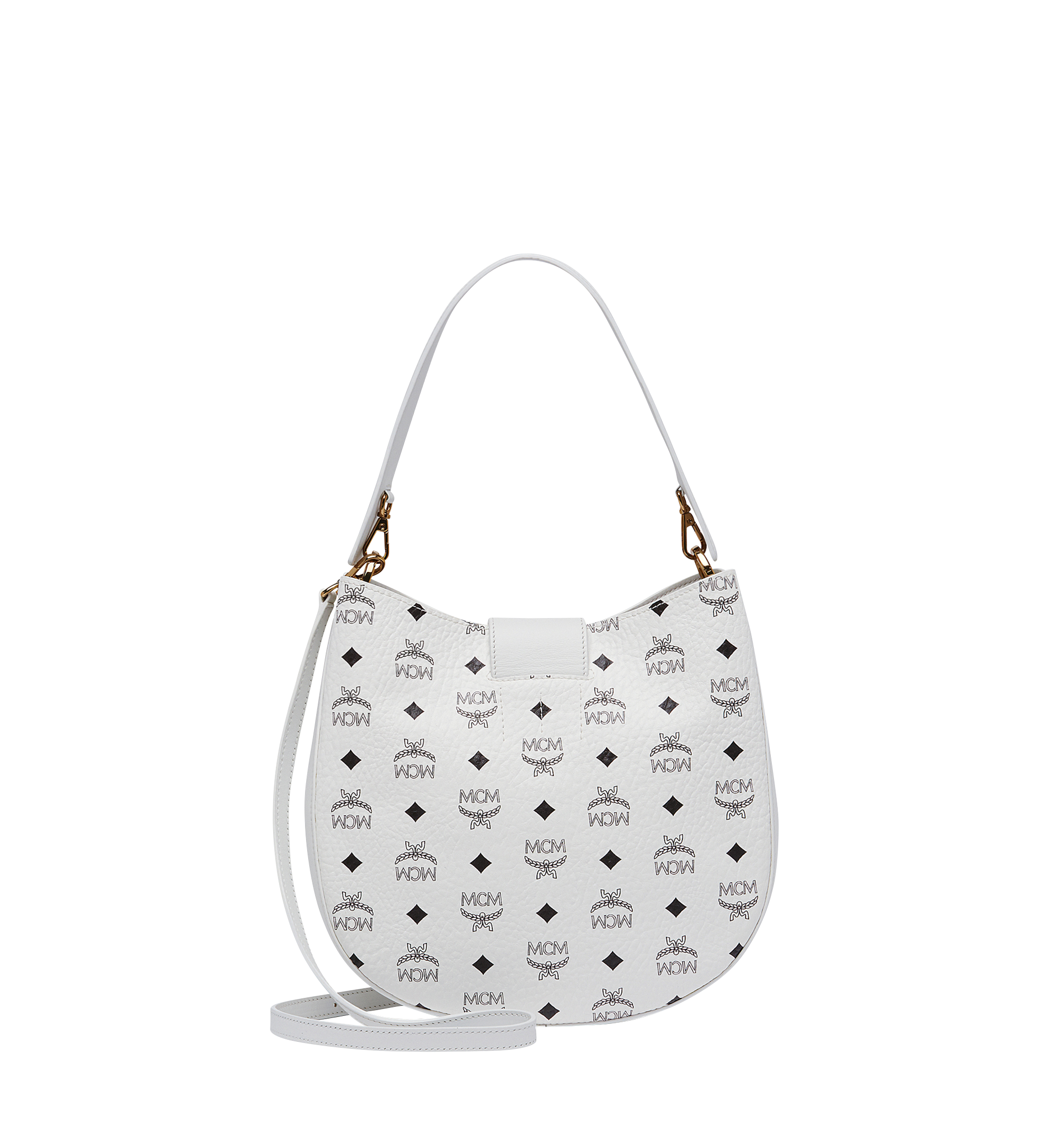 MCM Tracy Studded Outline Hobo in Visetos White MWH8SPA44WT001 Alternate View 3