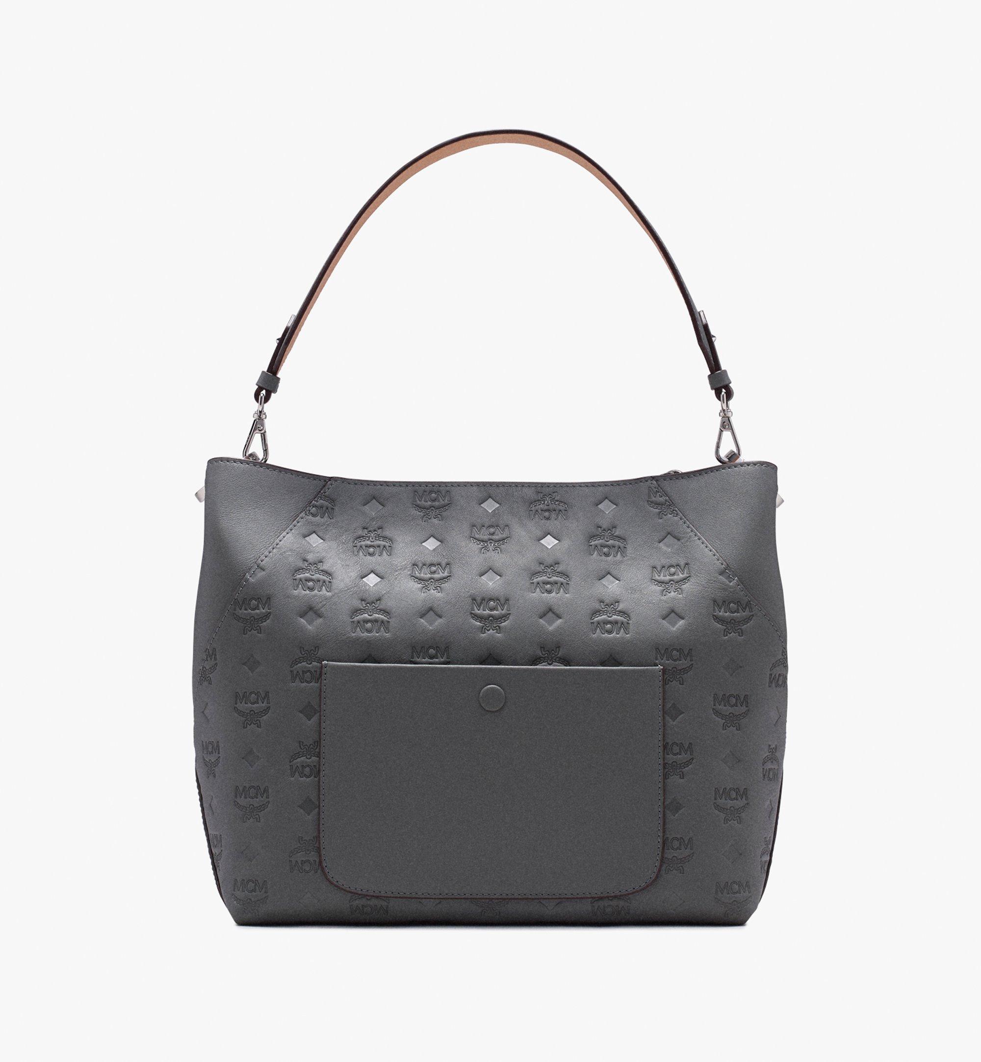 Medium Klara Hobo In Monogram Leather Grey Mcm My