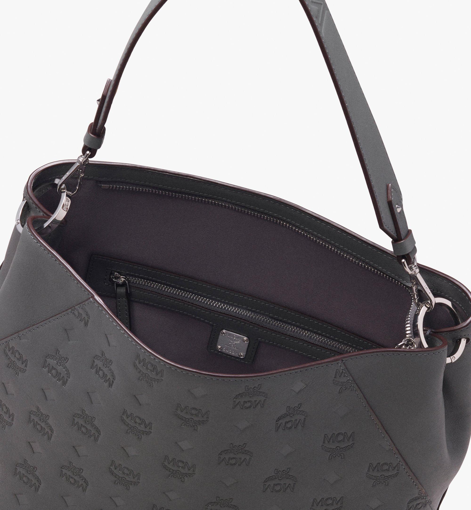 Medium Klara Hobo In Monogram Leather Grey Mcm My