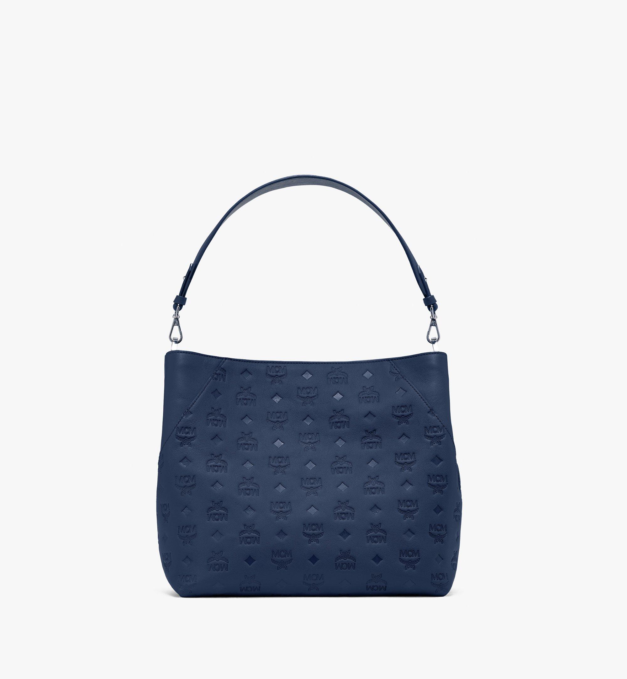 navy blue mcm tote bag