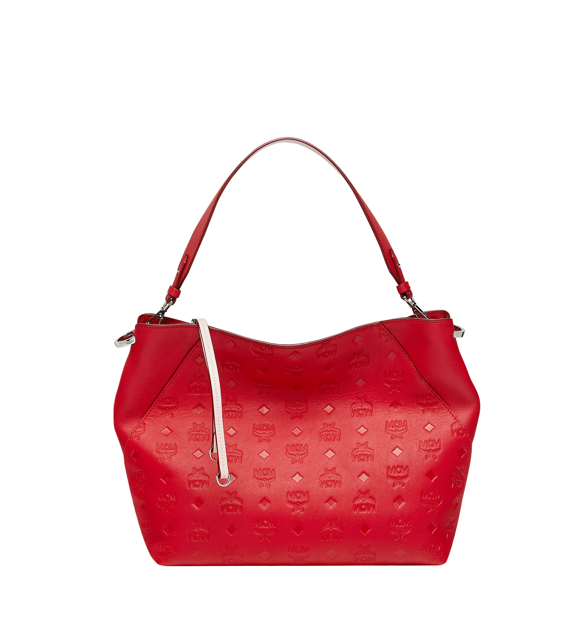 MCM Klara Hobo in Monogram Leather Red MWH9SKM56RJ001 Alternate View 1