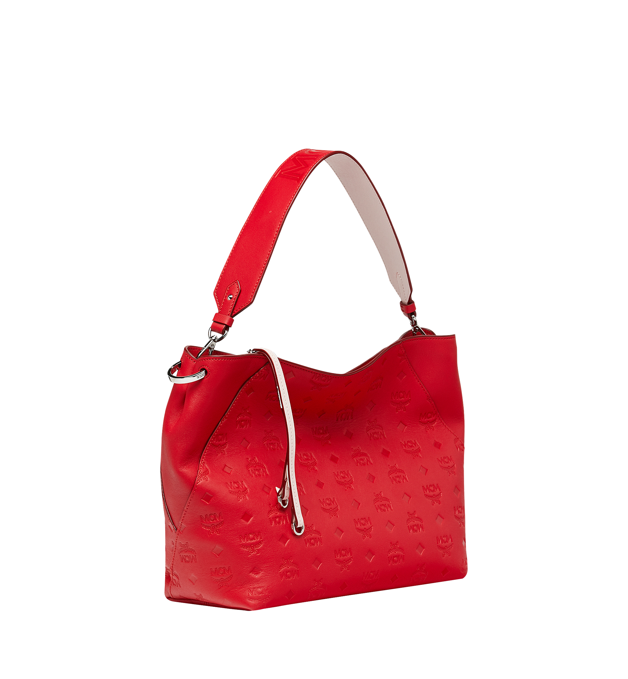 MCM Klara Hobo in Monogram Leather Red MWH9SKM56RJ001 Alternate View 1