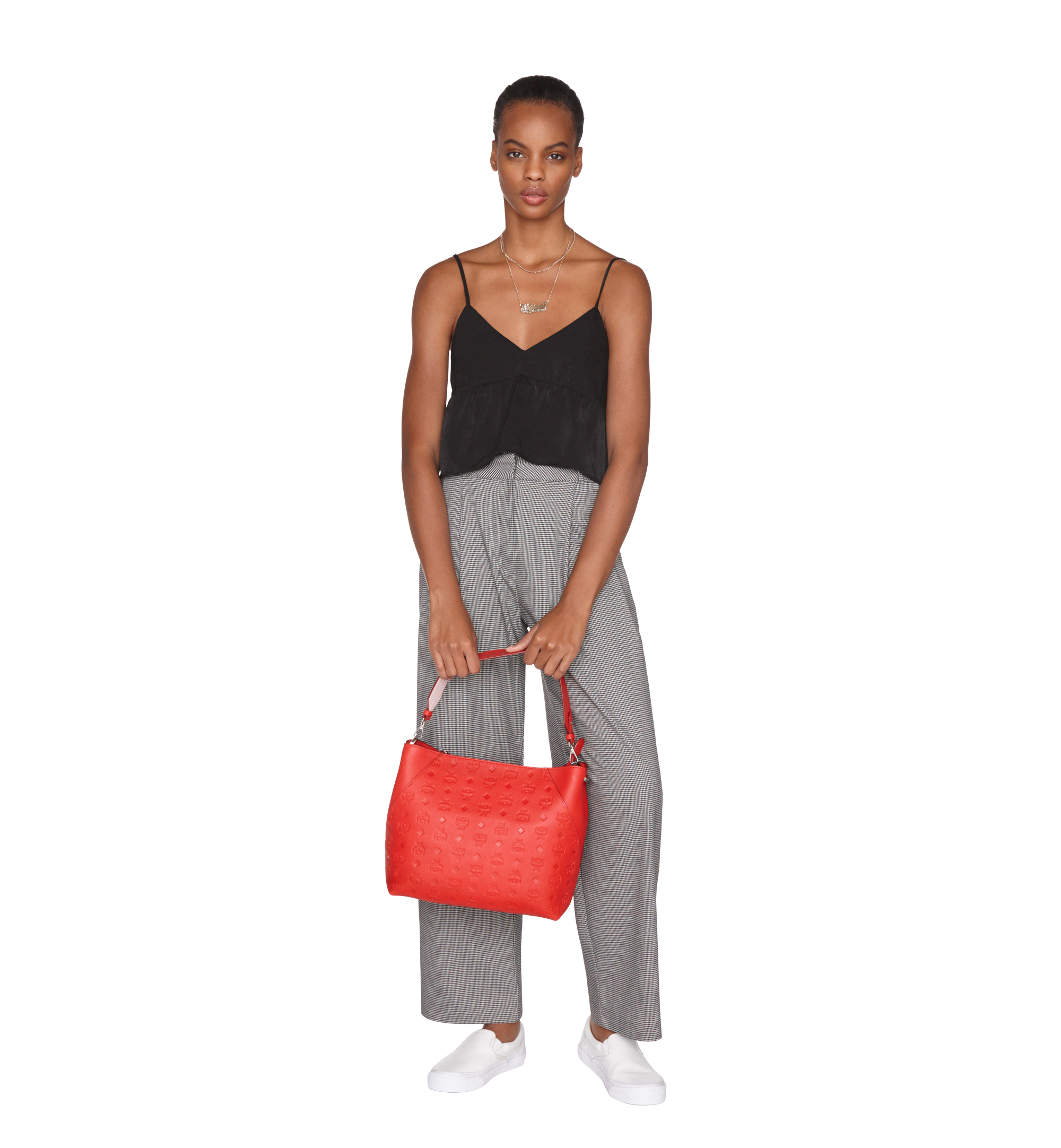 MCM Klara Hobo in Monogram Leather Red MWH9SKM56RJ001 Alternate View 5