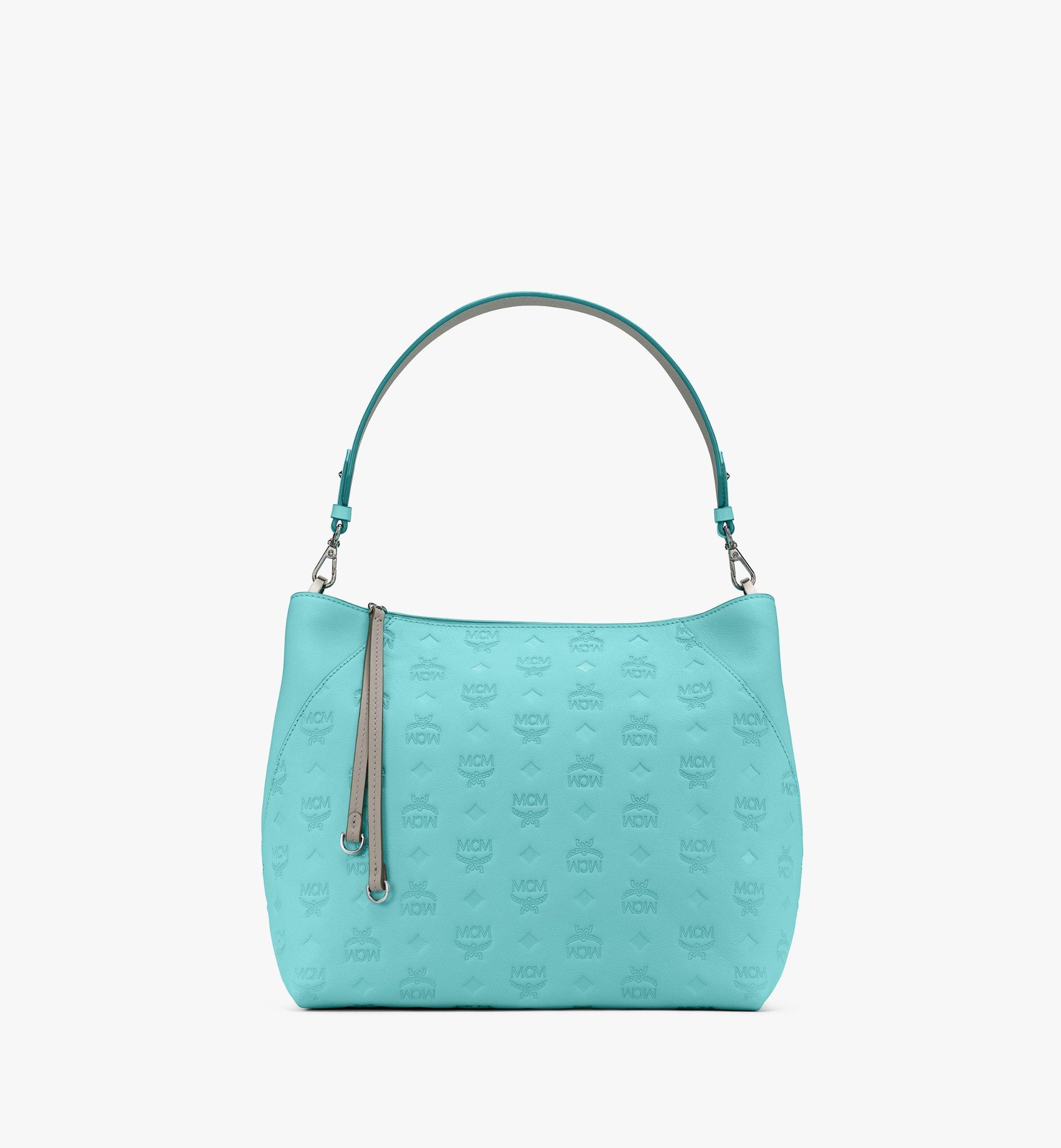 Mcm Klara Hobo Aus Leder Mit Monogramm In Pool Blue
