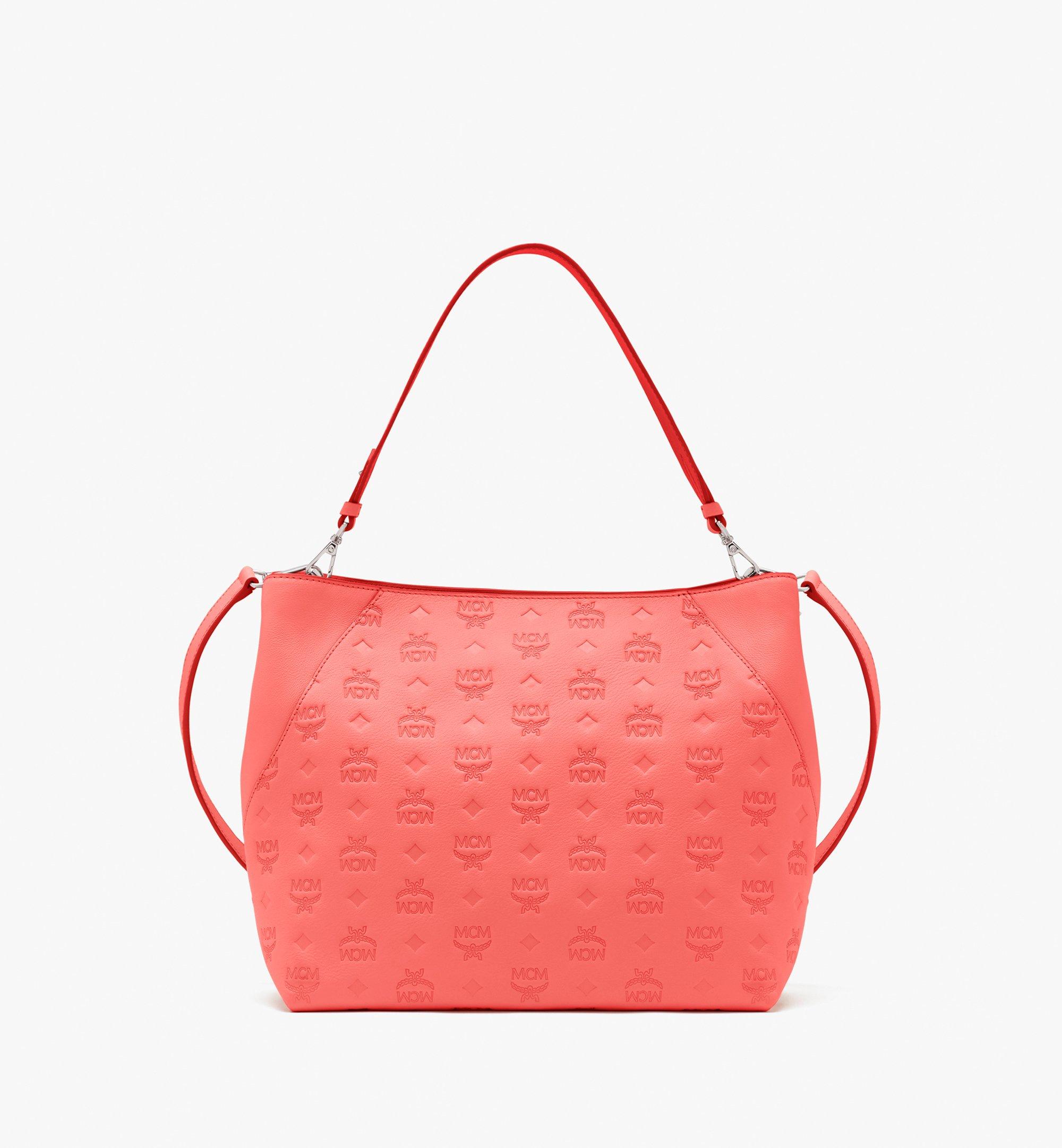 Medium Klara Hobo In Monogram Leather Orange Mcm Tw