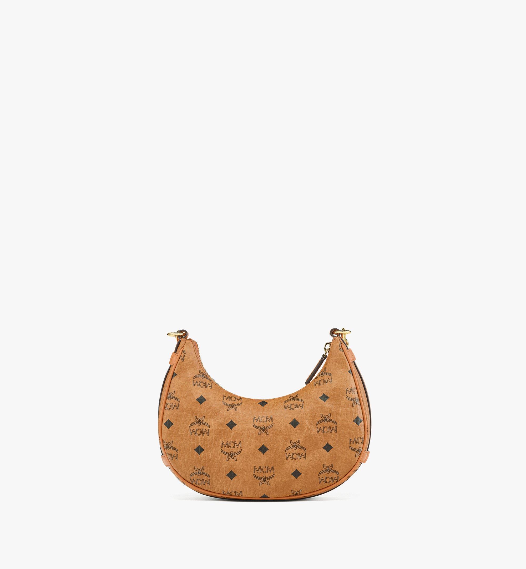 Small Aren Crescent Hobo in Visetos Cognac MCM US