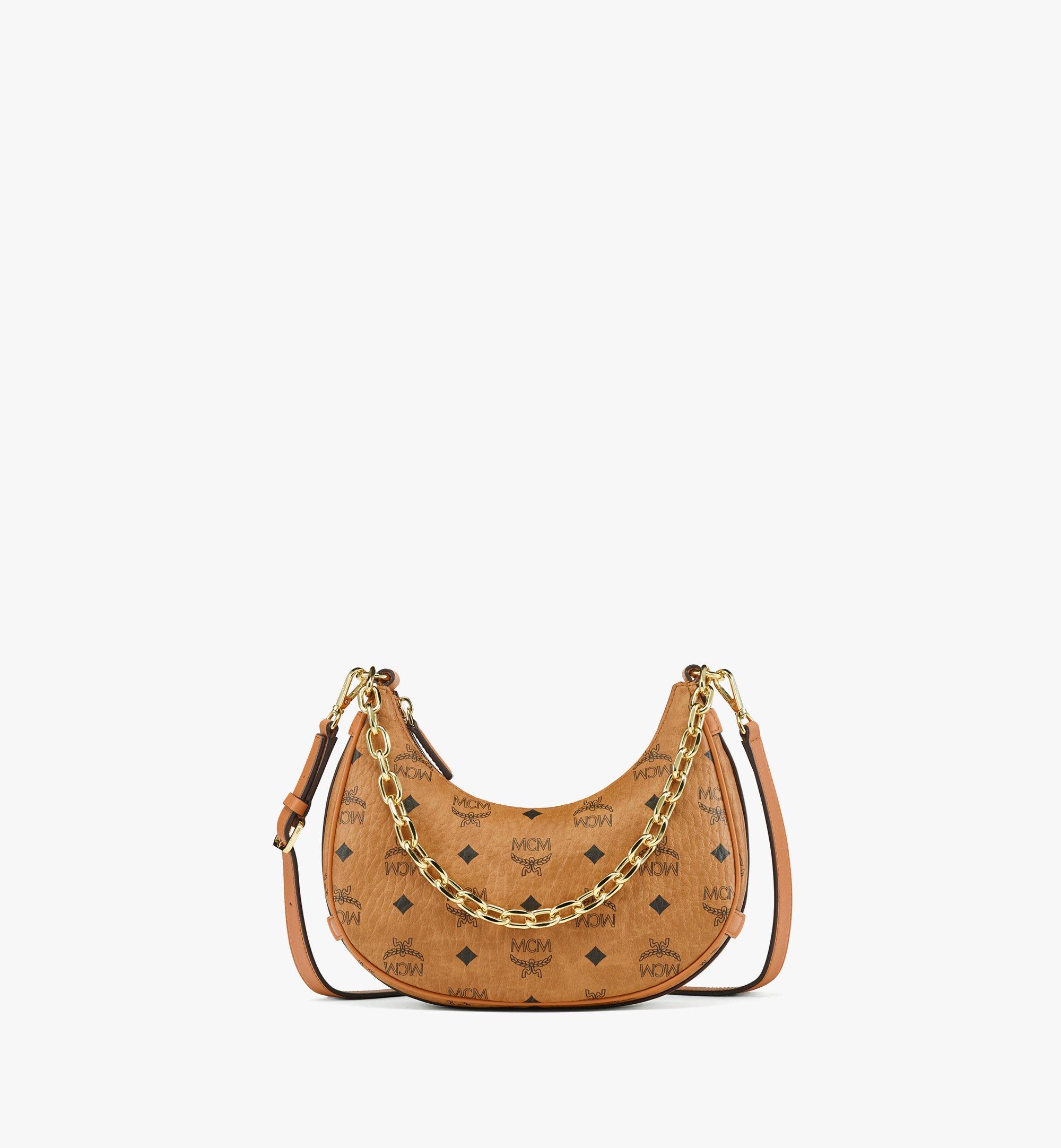 MCM Aren Monogram Visetos Hobo Bag Cognac