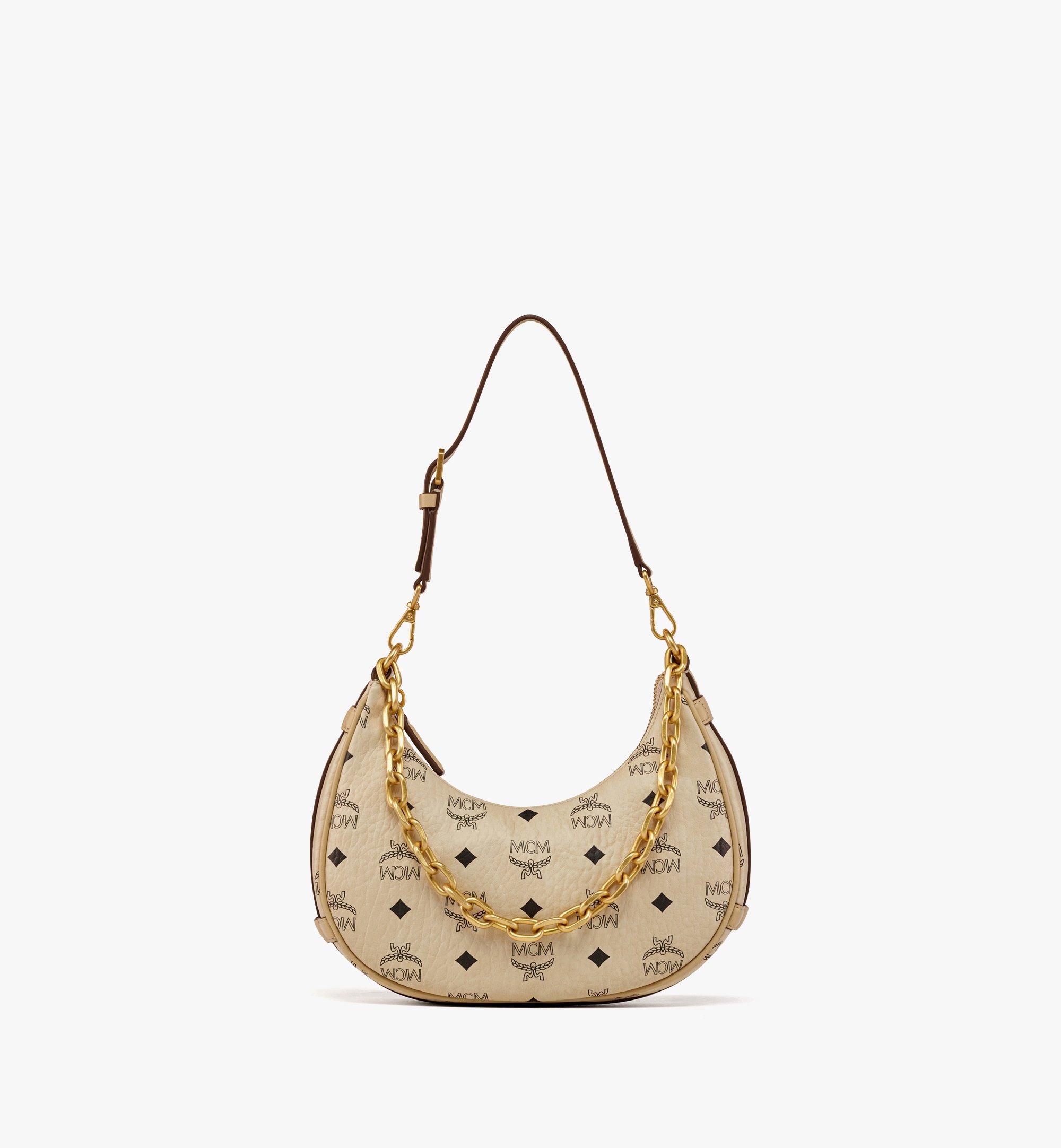 MCM Aren Crescent Hobo Bag in Visetos Beige MWHCATA11I8001 Alternate View 4