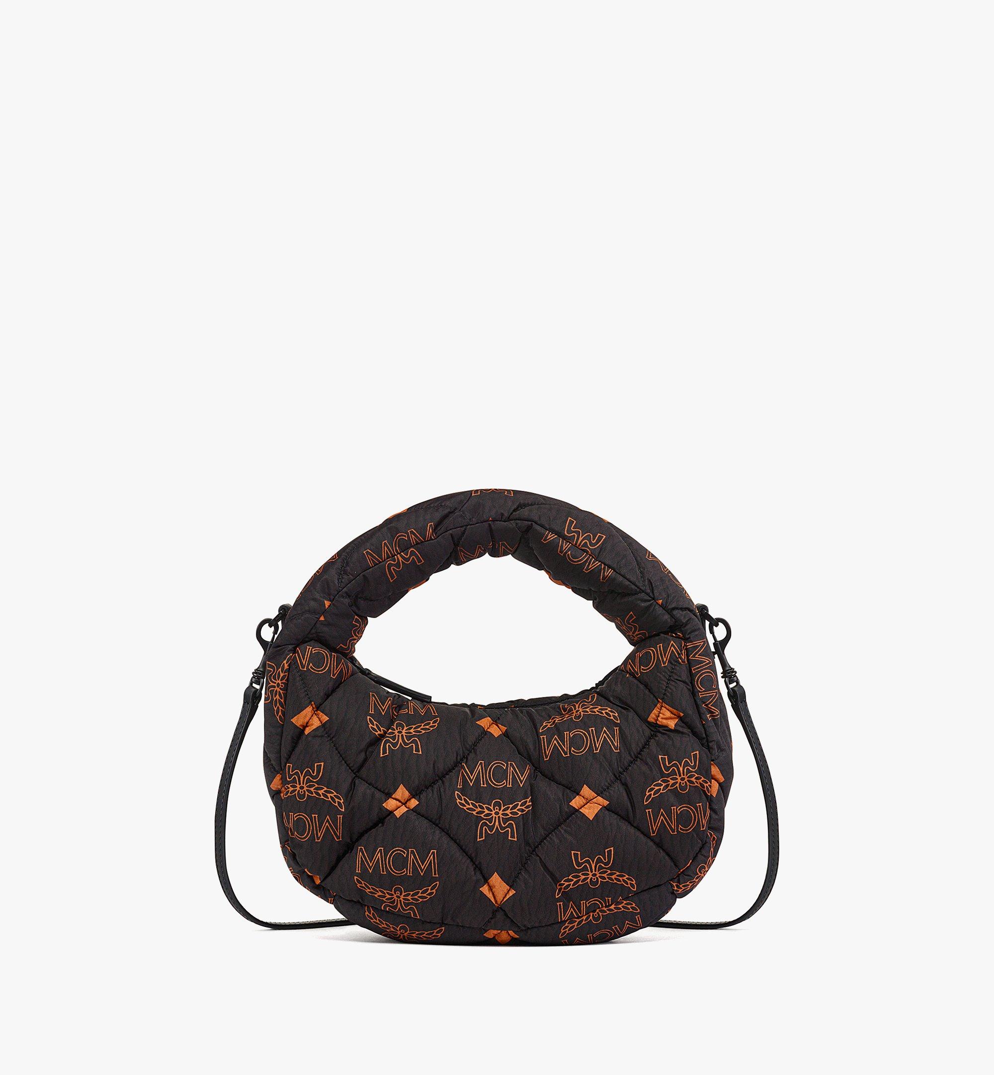 Mini Aren Quilted Hobo in Maxi Monogram Nylon Black