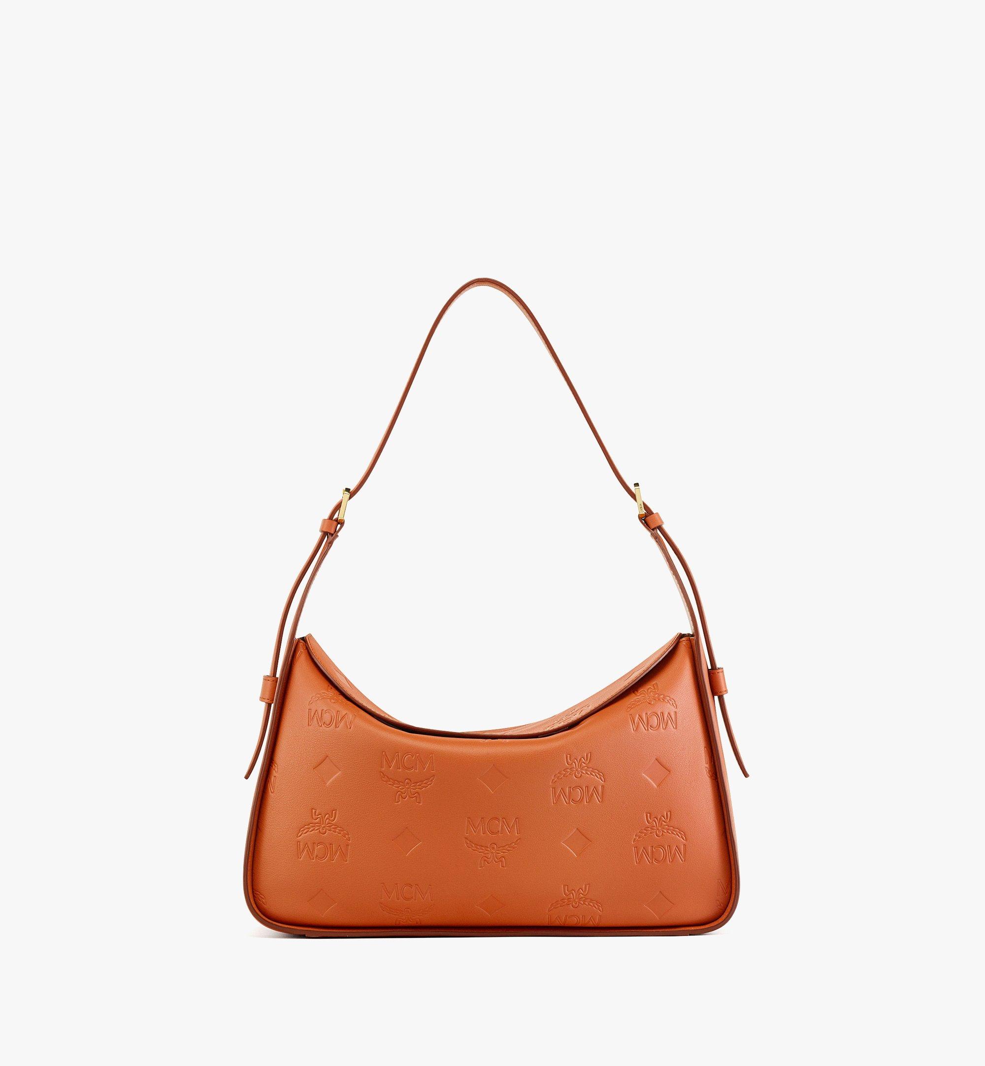 MCM Aren Flap Hobo in Embossed Monogram Leather Brown MWHDSTA02C8001 Alternate View 1