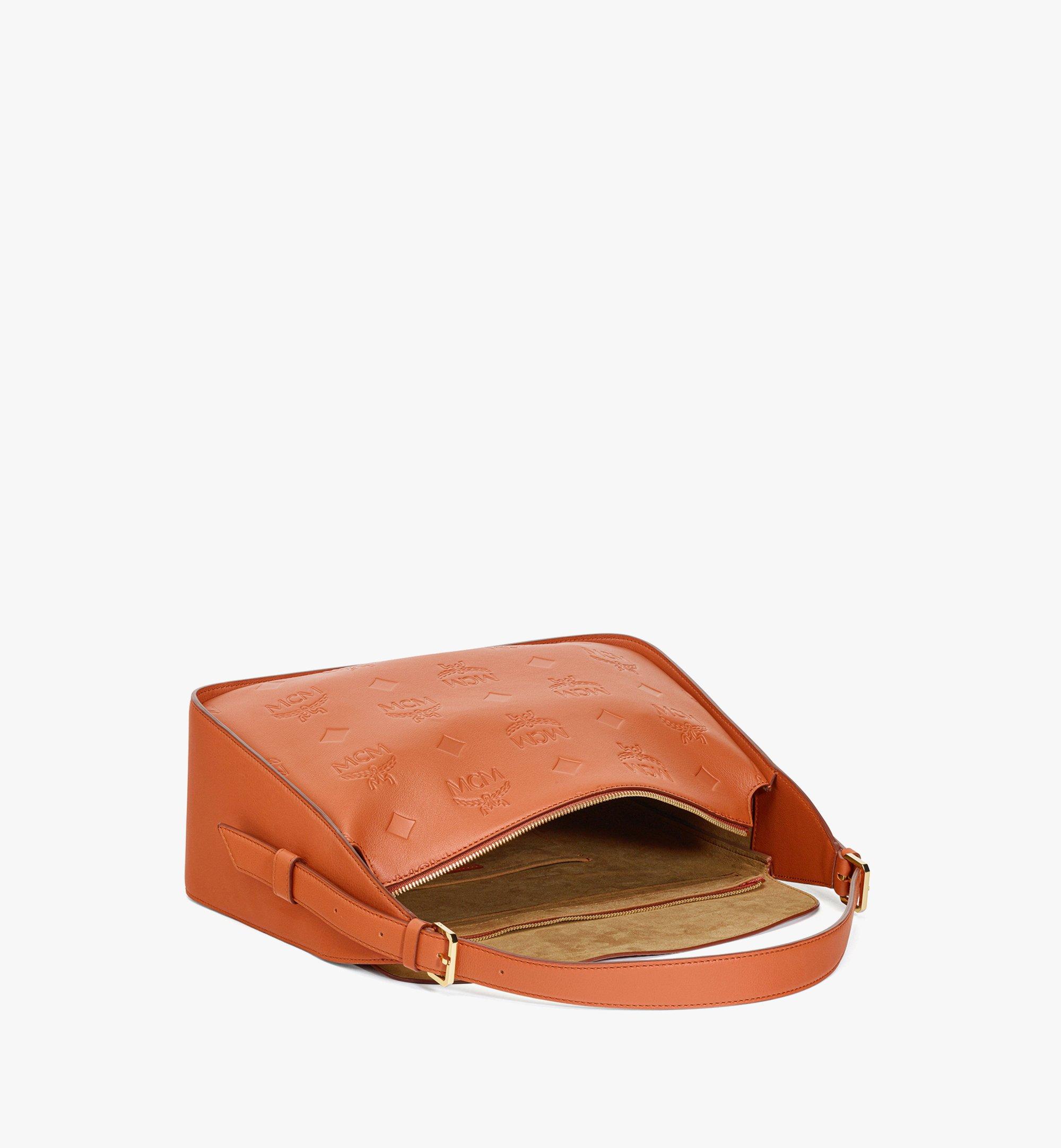 MCM Aren Flap Hobo in Embossed Monogram Leather Brown MWHDSTA02C8001 Alternate View 2