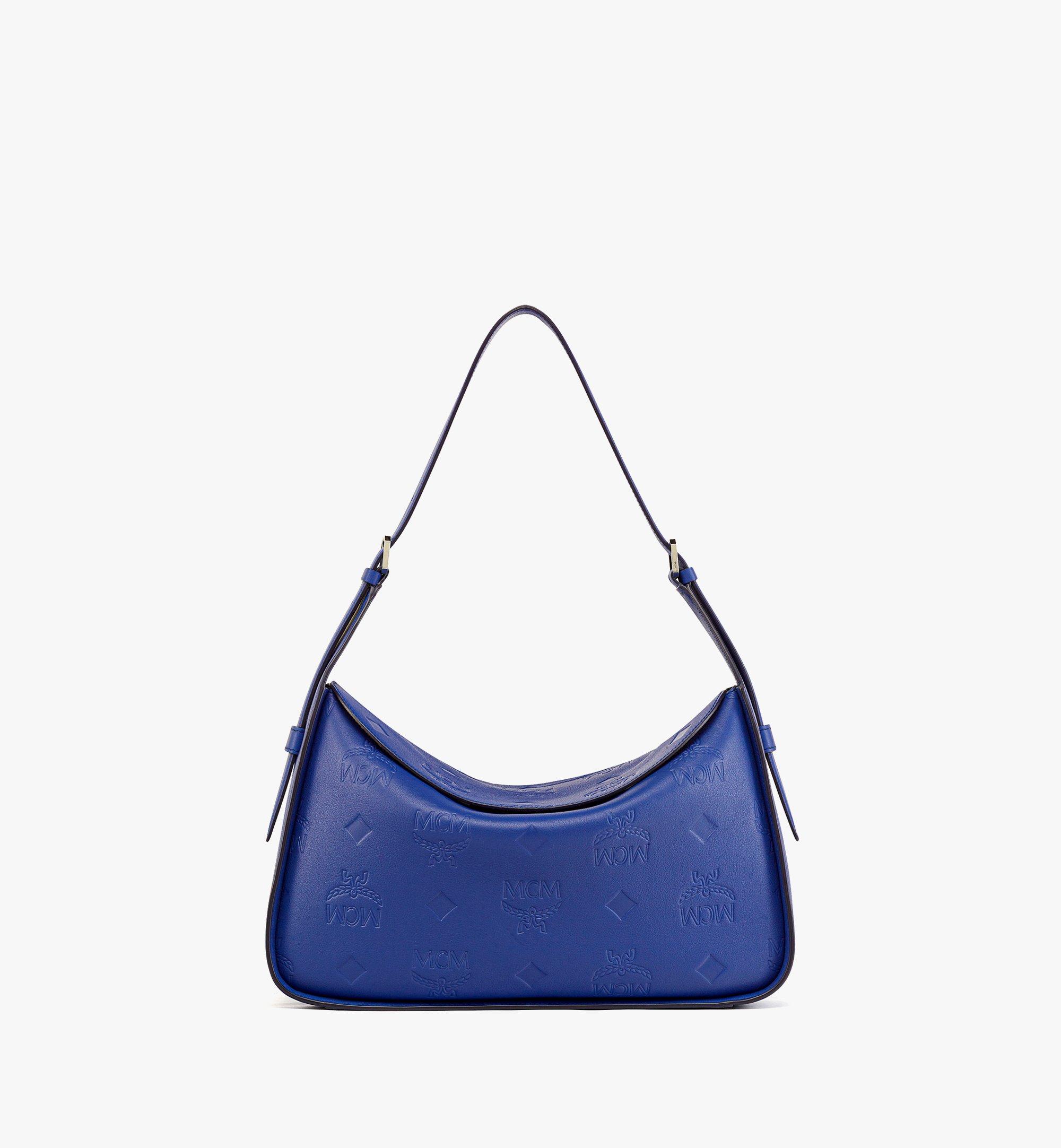 Aren Flap Hobo Bag in Embossed Monogram Leather