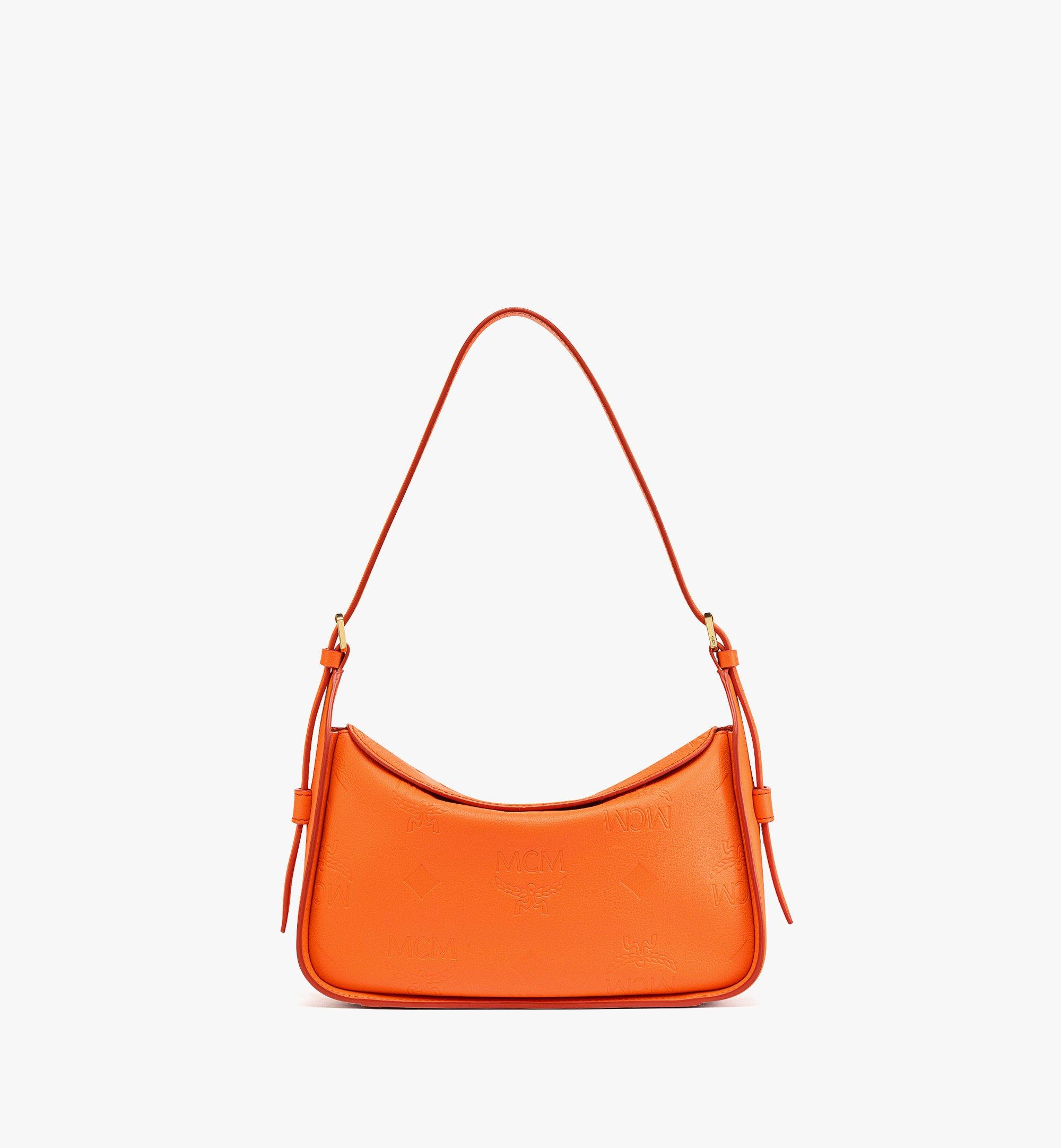 MCM Aren Flap Hobo Bag in Embossed Monogram Leather Orange MWHDSTA03O0001 Alternate View 1
