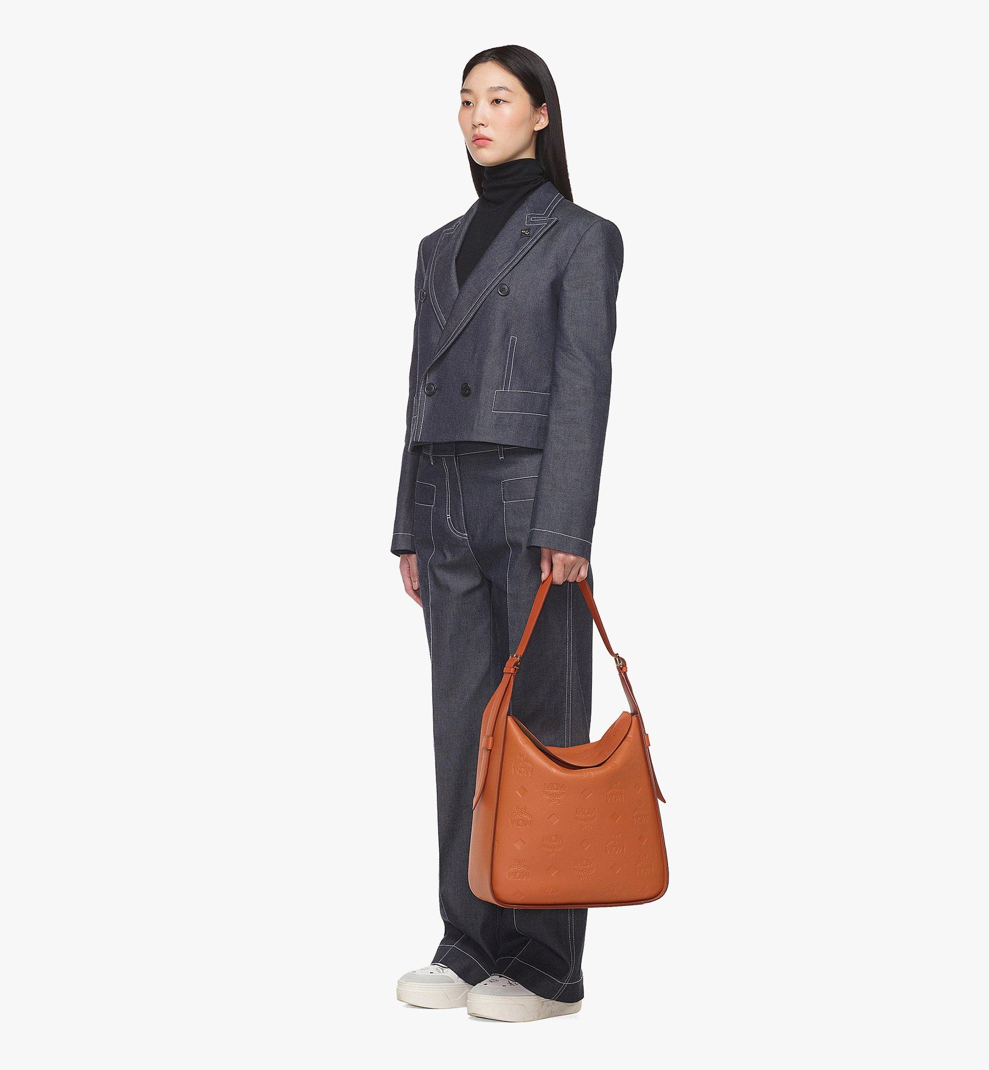Large Aren Flap Hobo in Embossed Monogram Leather Brown | MCM ®US