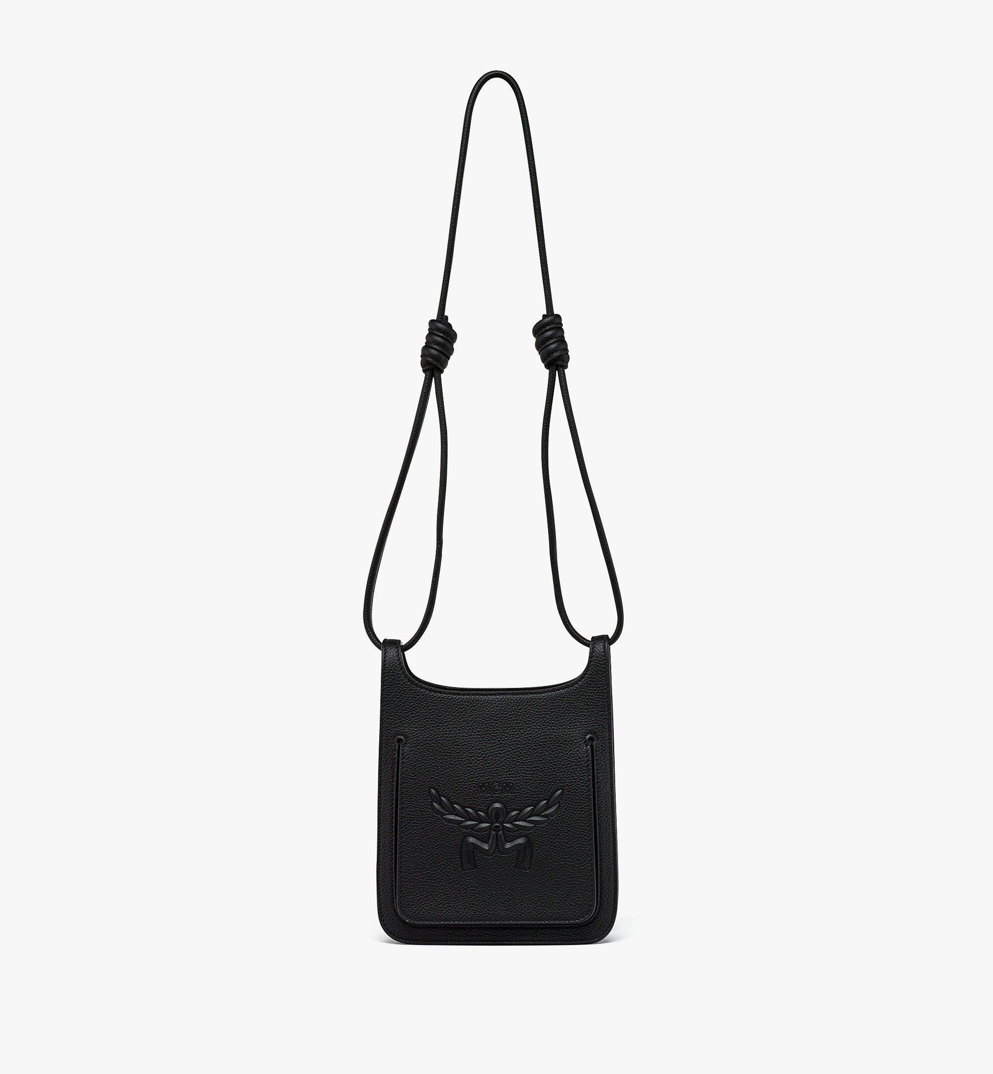 Mini Himmel Hobo in Embossed Logo Leather Black MCM ®SG