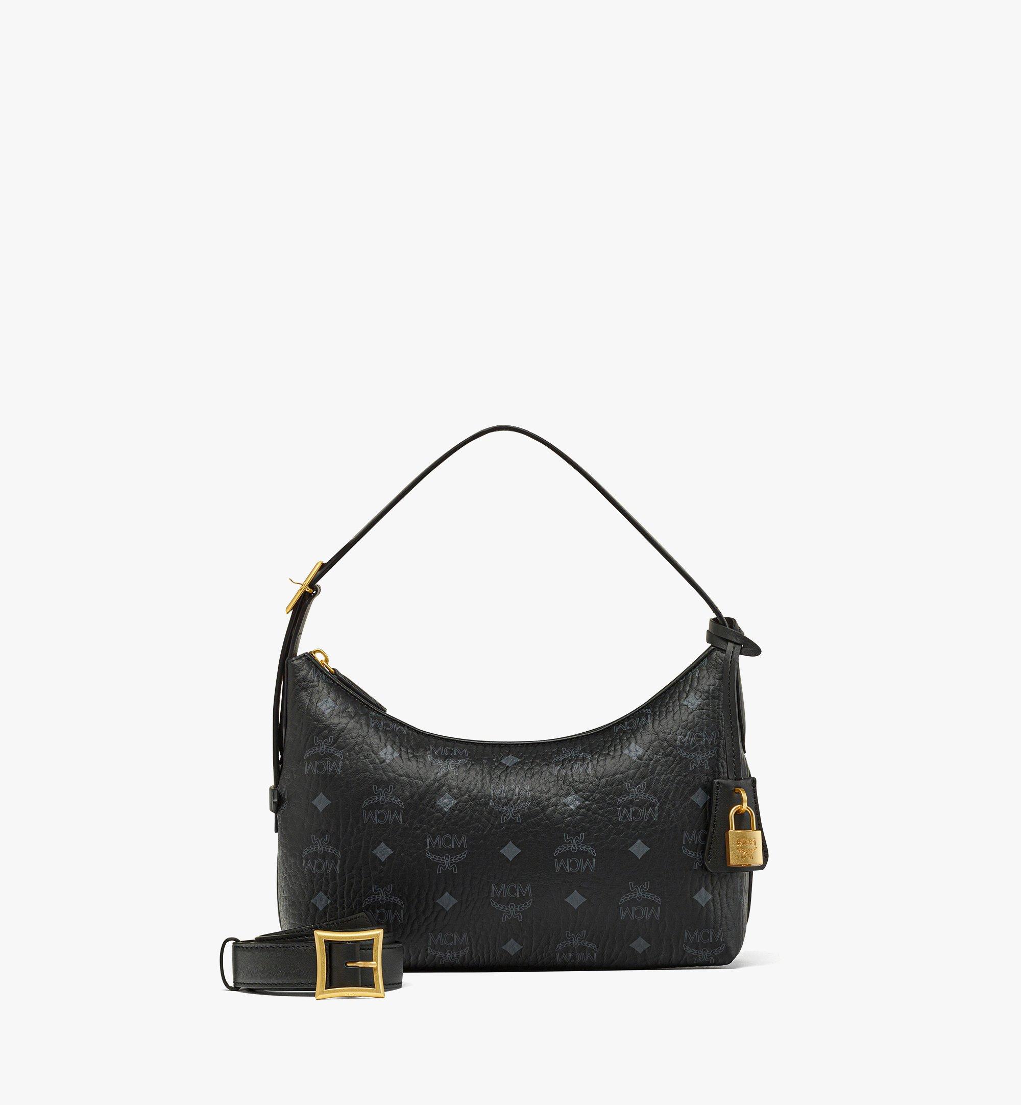 Small Aren Hobo in Visetos Black MCM CN